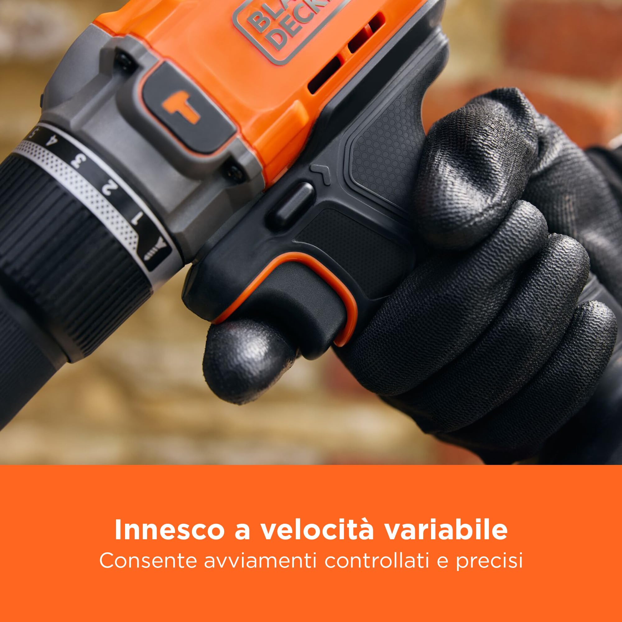 BLACK+DECKER 18V POWERCONNECT Trapano a percussione a batteria, coppia 45Nm, 2 marce, luce LED, mandrino senza chiave, senza batteria o caricatore, BCD383XN-XJ