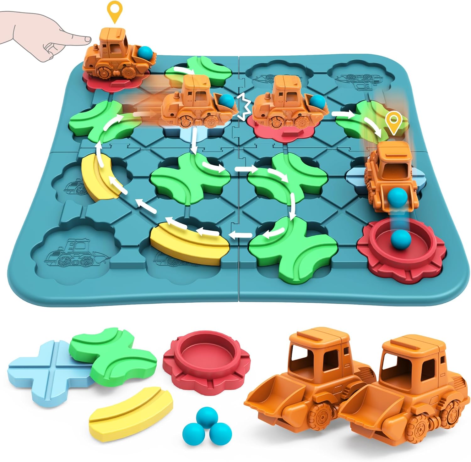 L&icirc;stik&ecirc;n Desteya Zarokan Toys STEM - Logic Road Builder Brain Puzzles ji bo 3 4 5 6 7 Ke&ccedil;&ecirc;n P&icirc;r, Ke&ccedil;&ecirc;n Perwerdehiya Montessori Zay&icirc;n&ecirc; Ji bo Ages 4-8 Klasa p&ecirc;şdibistan&ecirc; F&ecirc;rb&ucirc;na 29 PCS