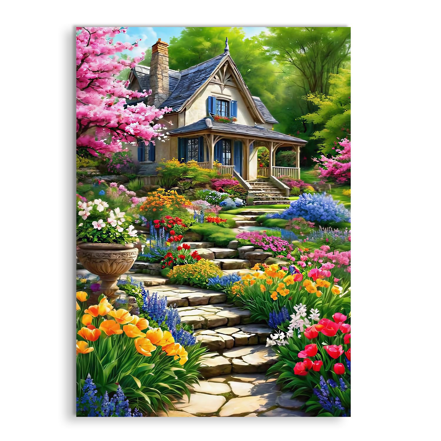 Xenovate Garden Diamond Art Kits Adults, 5D Diamond Painting Kits for Adults, DIY Acrylic Garden Paint Full Drill Gem Art Kit for Beginners for Gift Home Wall Decor(16x12inch)