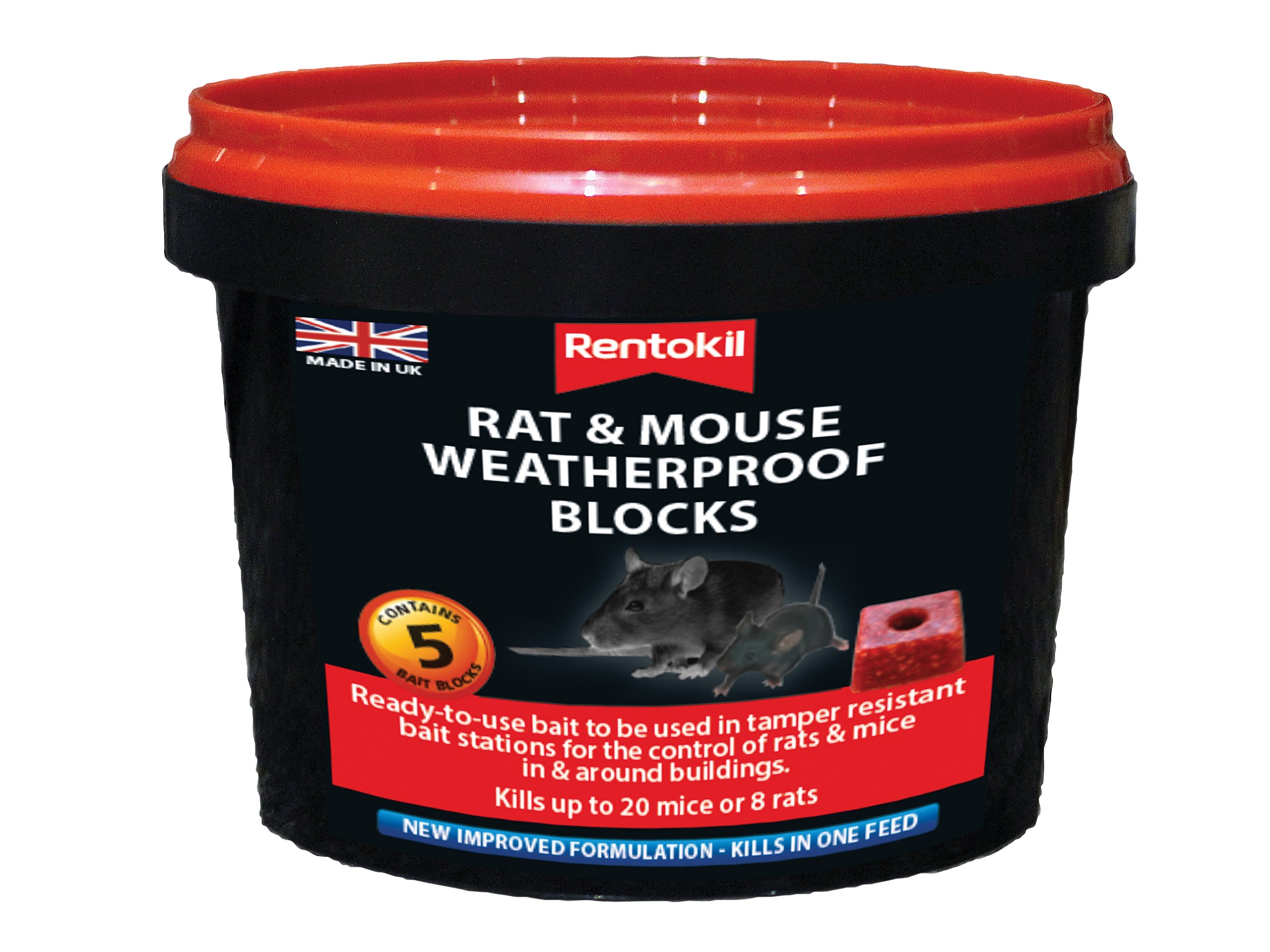 Rentokil PSMR41 Rat and Mouse Weatherproof Blocks, Black, 10 x 10 x 8 cm