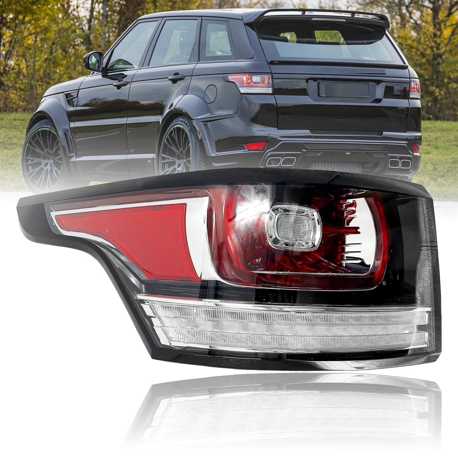 Left Tail Light Assembly Compatible with Range Rover Sport 2014-2017 3.0L 5.0L, Rear Driver Side LED Brake Lamp LH Replacement LR061589 L494