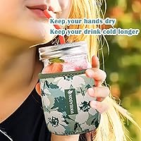 Vista 11 de WKieason - Funda de neopreno para tarro de masón de boca regular de 16 onzas, fundas para tarros de 16 onzas, funda para boca regular