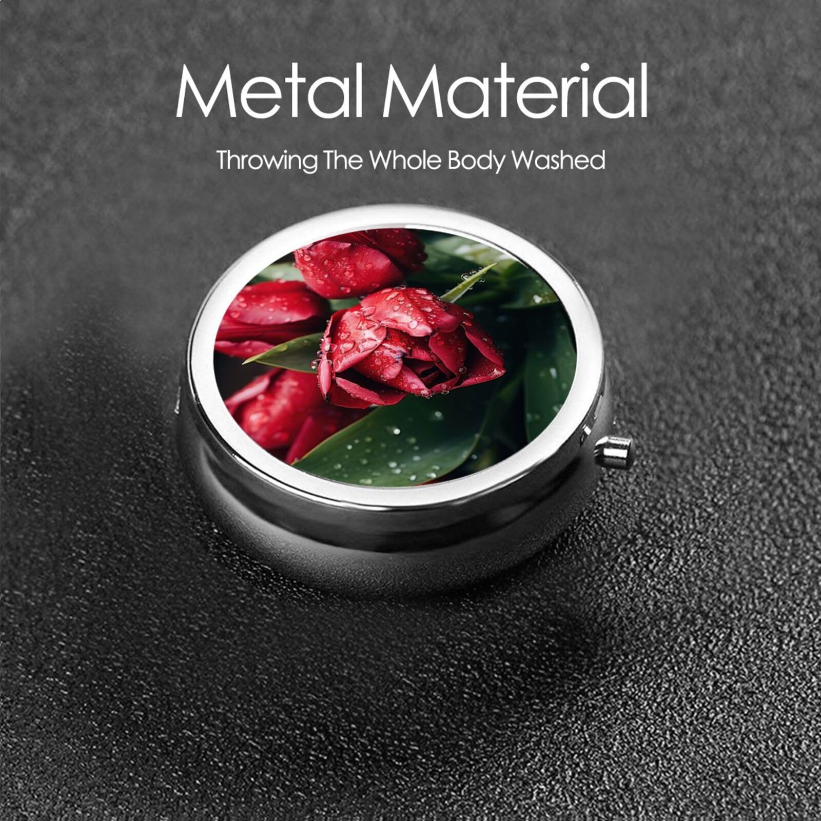 Amazon.com: Red Tulip Print Pill Box, Small Pill Case for Purse