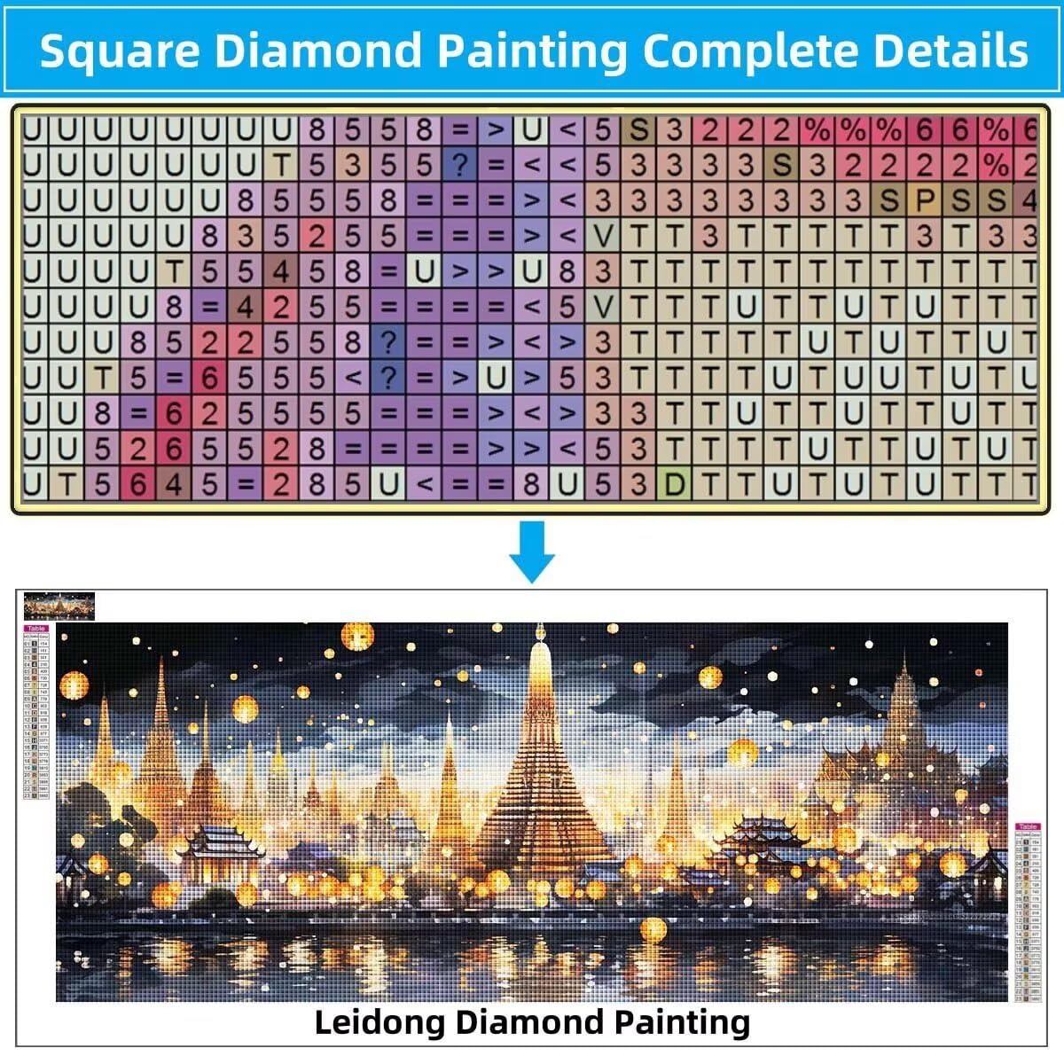5D DIY Zestaw do malowania diamentowego Bangkok, krajobraz, diament, kryształowy ścieg krzyżykowy do dekoracji domu, pełny zestaw do malowania diamentowego, puzzle diamentowe rzemiosło dla dorosłych