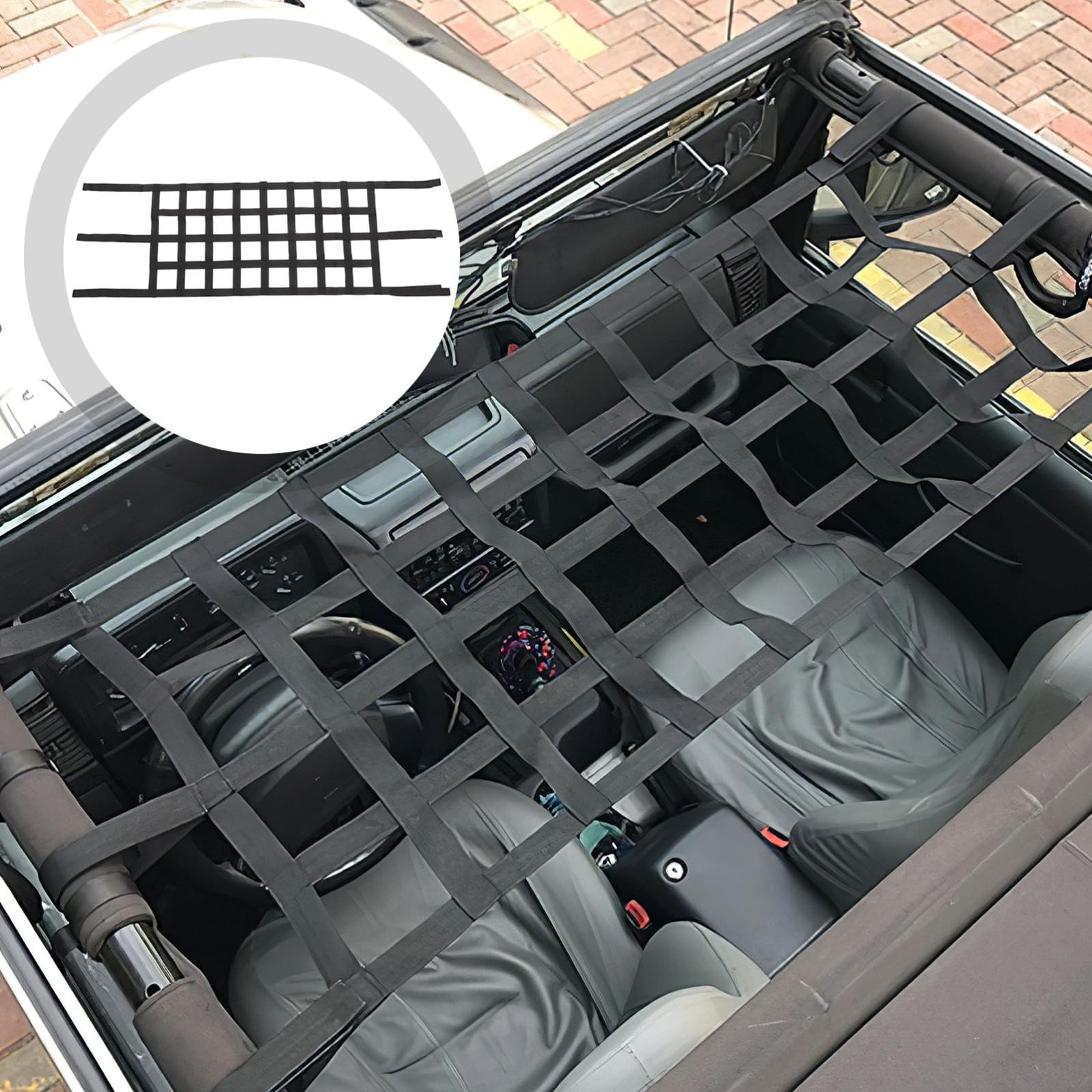 Zerodeko Rete Portapacchi per Auto Nera Intrecciato Senza Foratura, Organizer per Bagagli e Attrezzi Sportivi, per Portapacchi da Sci e Giardinaggio