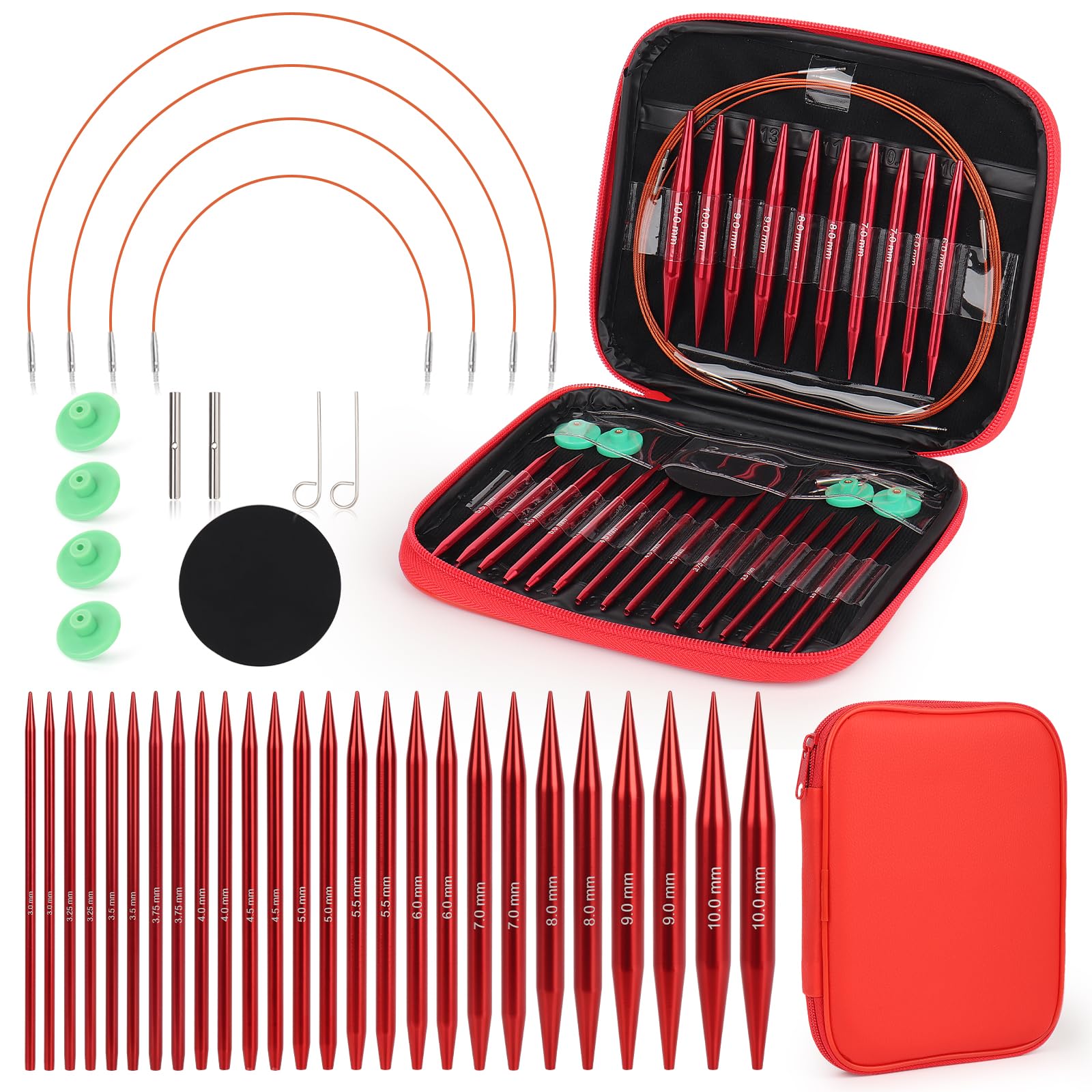 Coopay Auswechselbare Rundstricknadeln Set, 2,5-8,0 mm Stric