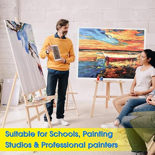 Miniatura 5 de Sherr 6 lienzos grandes de 36 x 48 pulgadas para pintar lienzos de algodón estirados en blanco, lienzos blancos con triple imprimación, perfil,