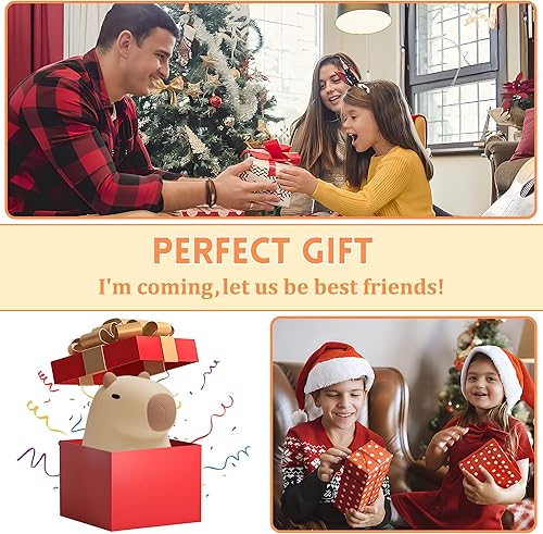 Miniatura 6 de Linda Luz Nocturna de Capibara, Regalos de Capibara para Niños y Amigos, Lámpara de Animales de Silicona para Guardería con Temporizador Recargable