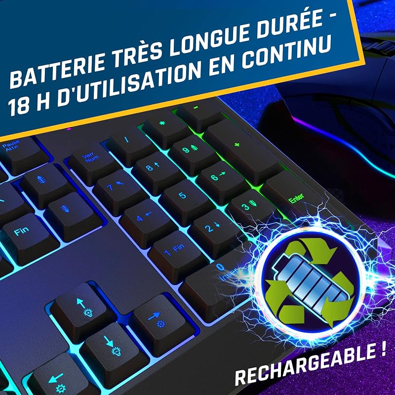 KLIM Blaze & Chroma vezeték nélküli RGB gamer billentyűzet és egér szett - ergonomikus, tartós akkumulátor, PC/Mac/PS4/PS5 kompatibilis