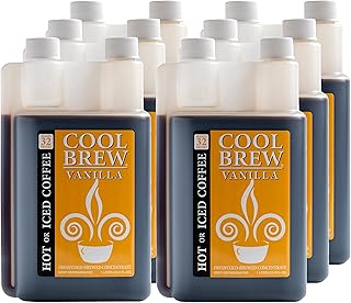CoolBrew Vanilla 6 Pack - 32 DRINKS PER BOTTLE - Fresh Cold Brew Liquid Concentrate - For Iced or Hot Coffee, Unsweetened, No Preservatives