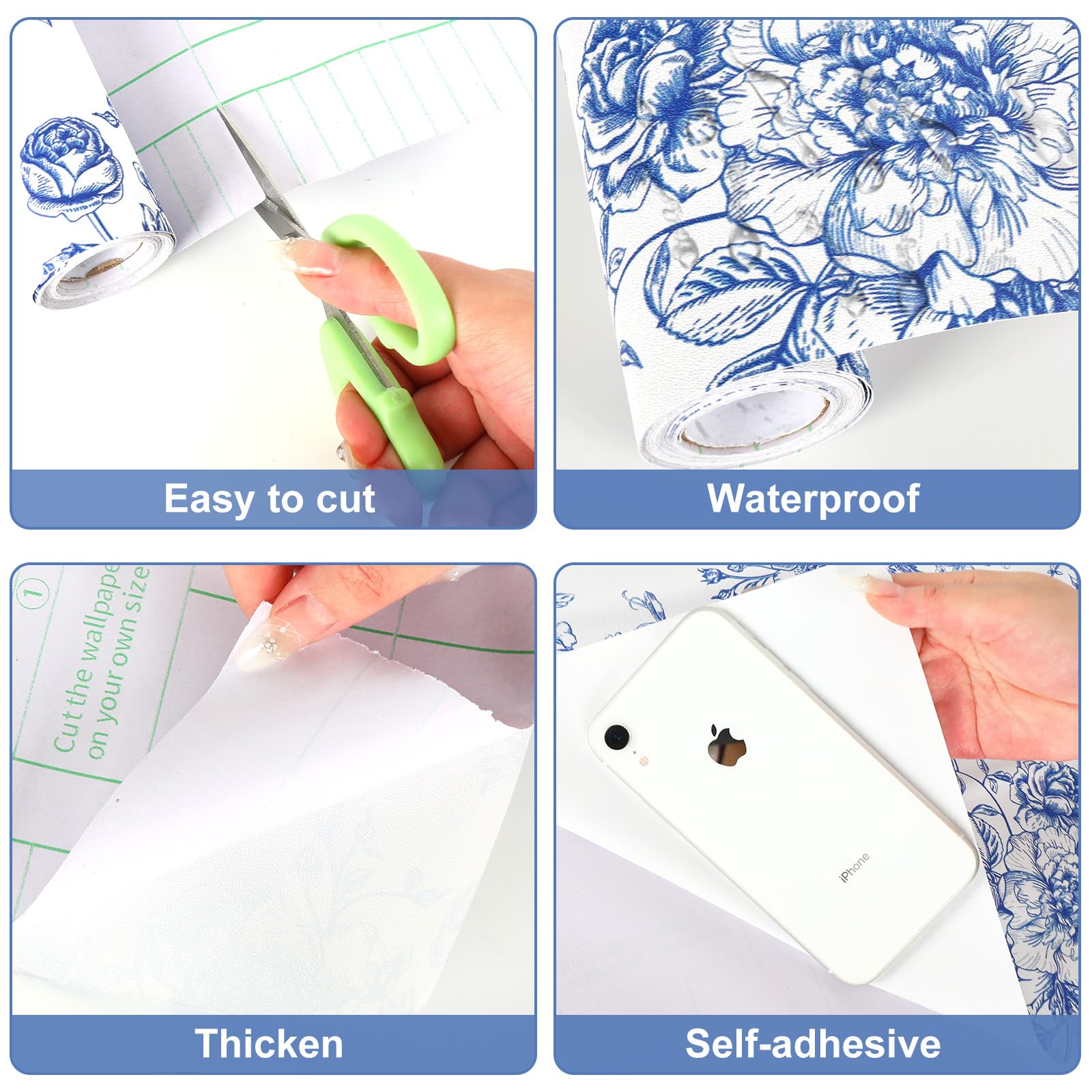 JarThenaAMCS Revêtement D'étagère Autocollant Noir à Motif Floral