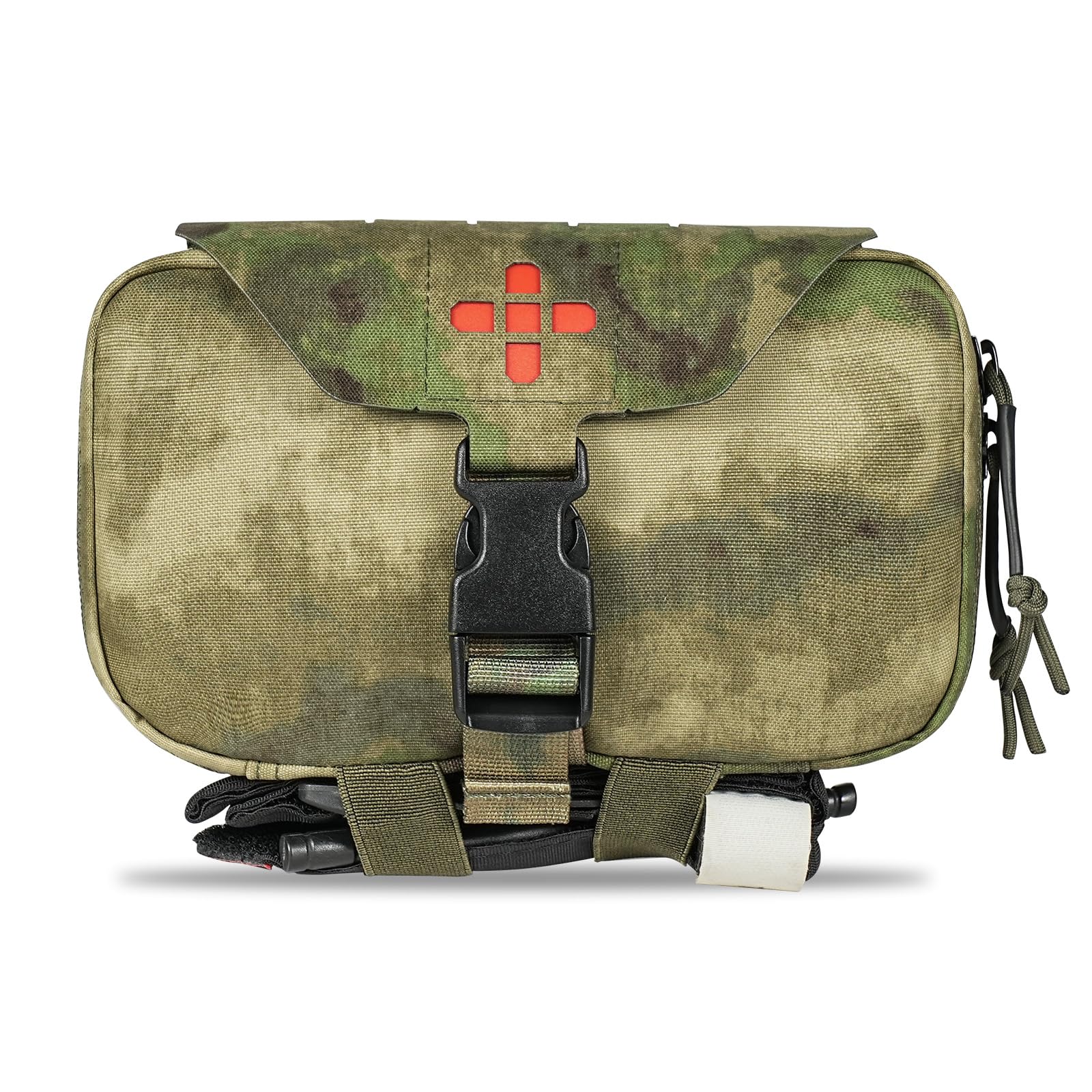 Lonloke Ifak Pouch-Rapid Deployment Tactical MOLLE Trauma Kit Pouches, Quick Release Tear-Off Medical First Aid Kit Organiser with Red Immediate Identify for Emergency Surviva Activities. (FG)
