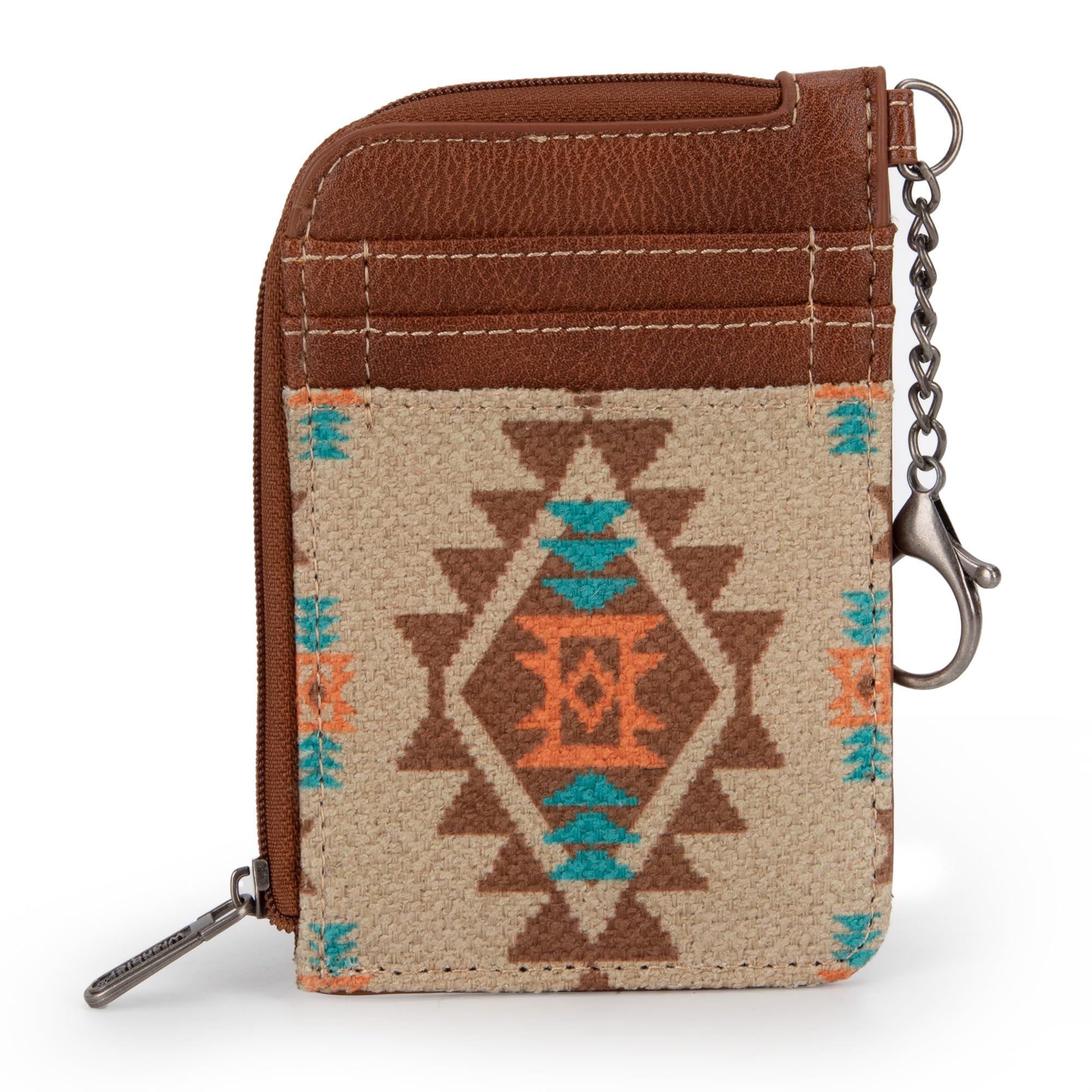 Montana West Wrangler Card Wallet for Women Boho Aztec Credit Card Holder with Zipper Pocket