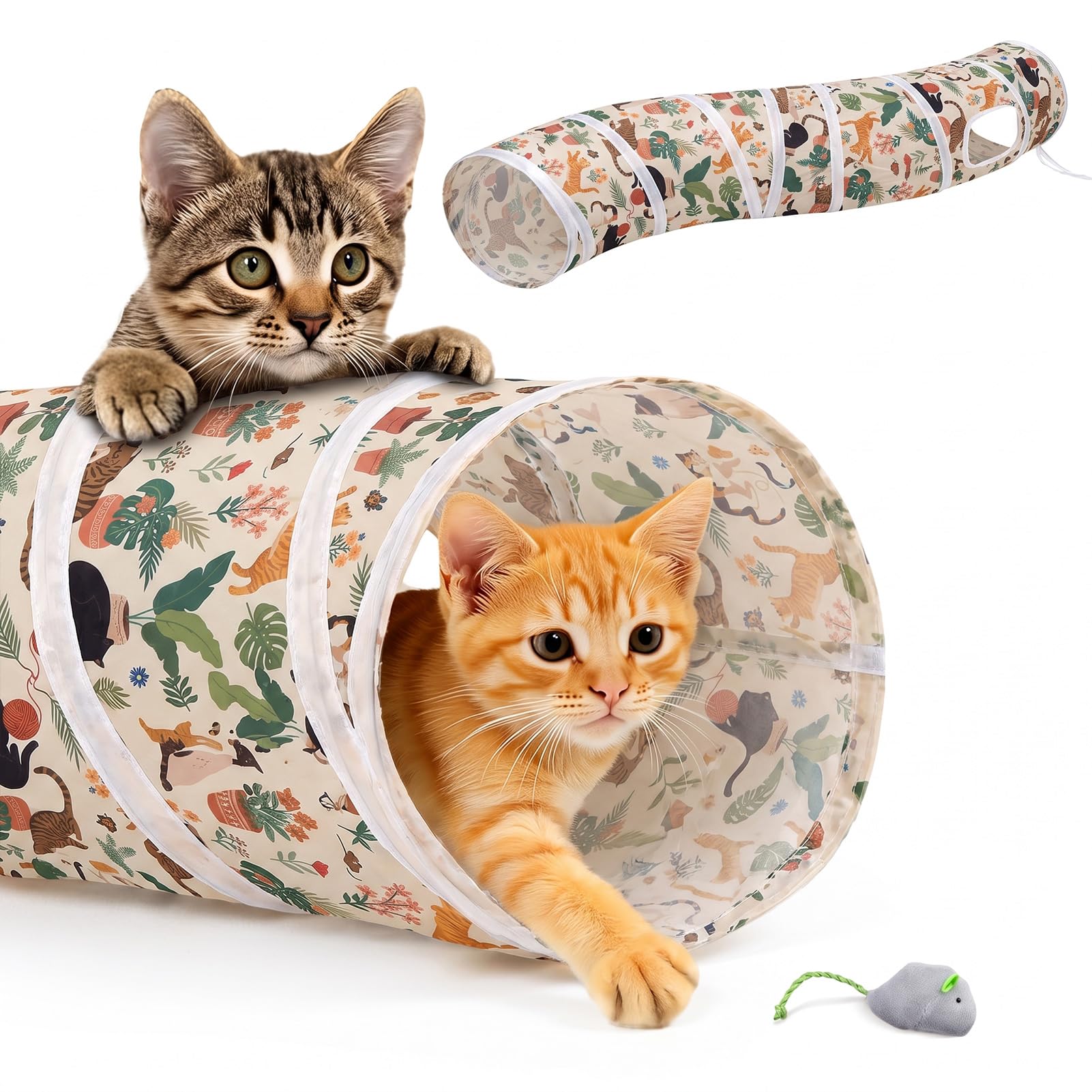 Glittme S-Shape Cat Tunnel, Foldable Cat Tunnels for Indoor Cats