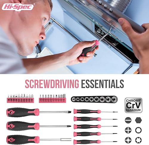 Miniatura 23 de Hi-Spec Kit de herramientas para el hogar de 54 piezas, color rojo, juego de herramientas manuales esenciales con caja de herramientas para el Rojo