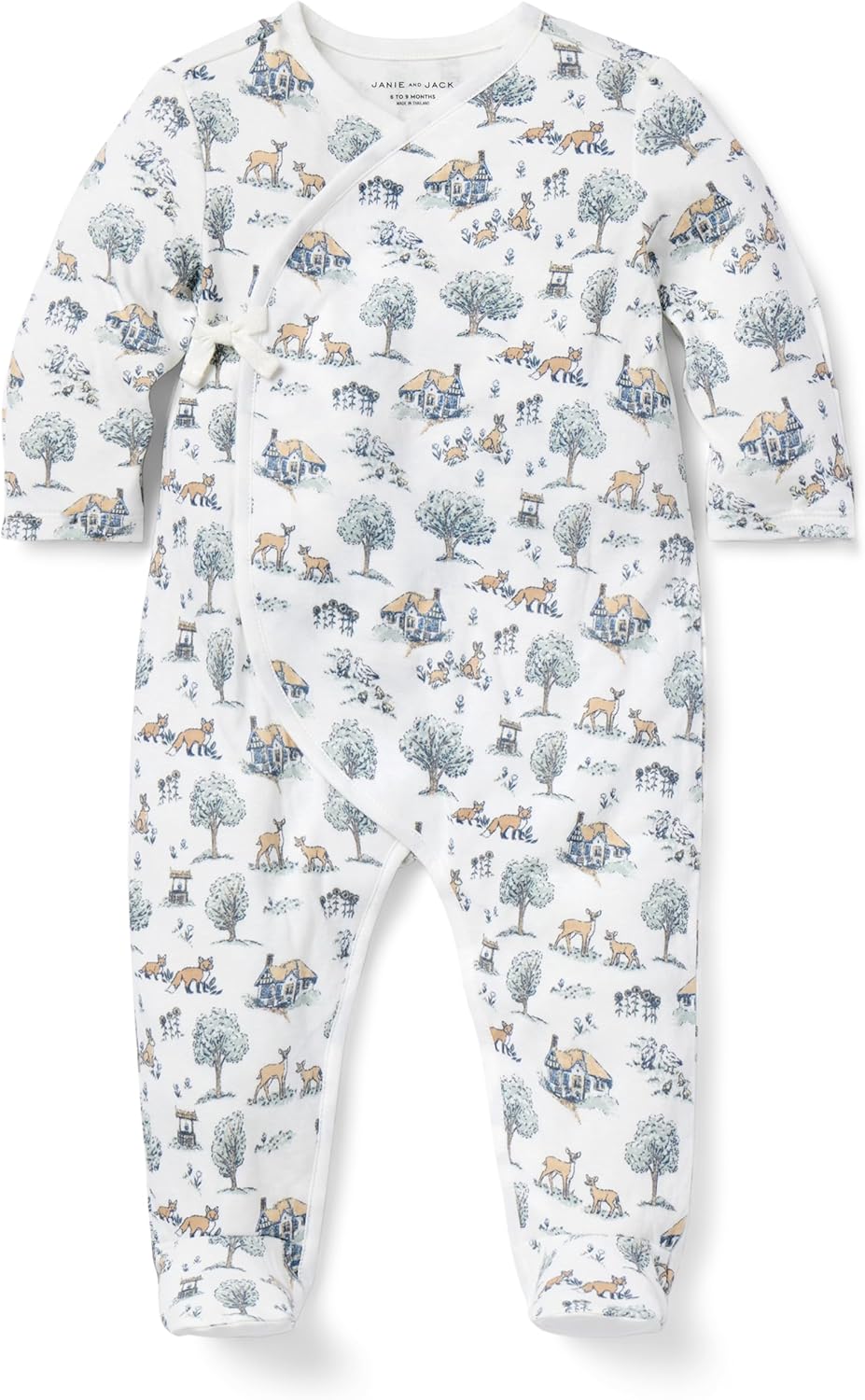 Janie and Jack Unisex Baby Baby Woodland Toile Wrap Footed One-piece