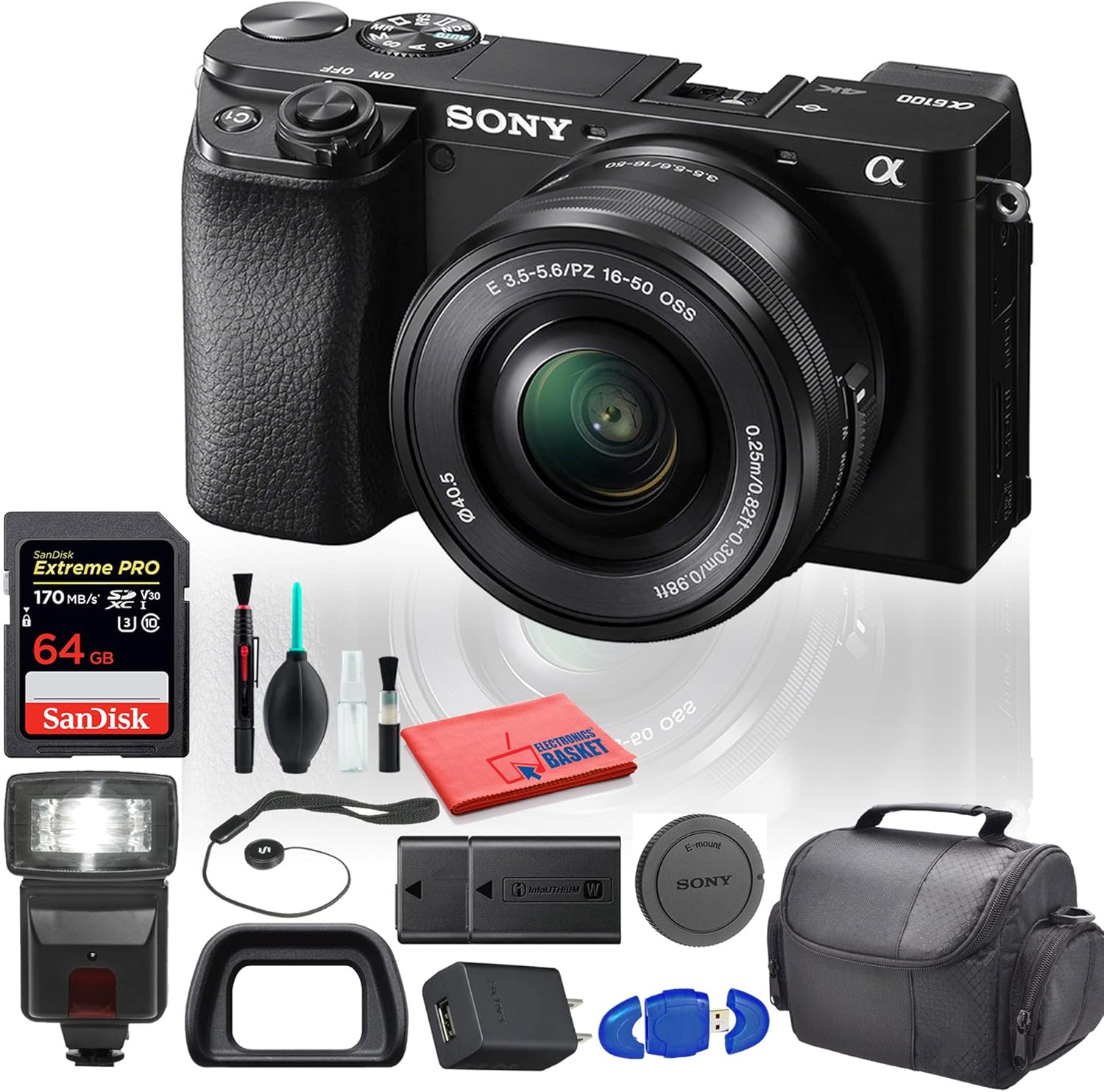 Sony Alpha a6100 Mirrorless Digital Camera (ILCE6100L/B) with 1650mm
