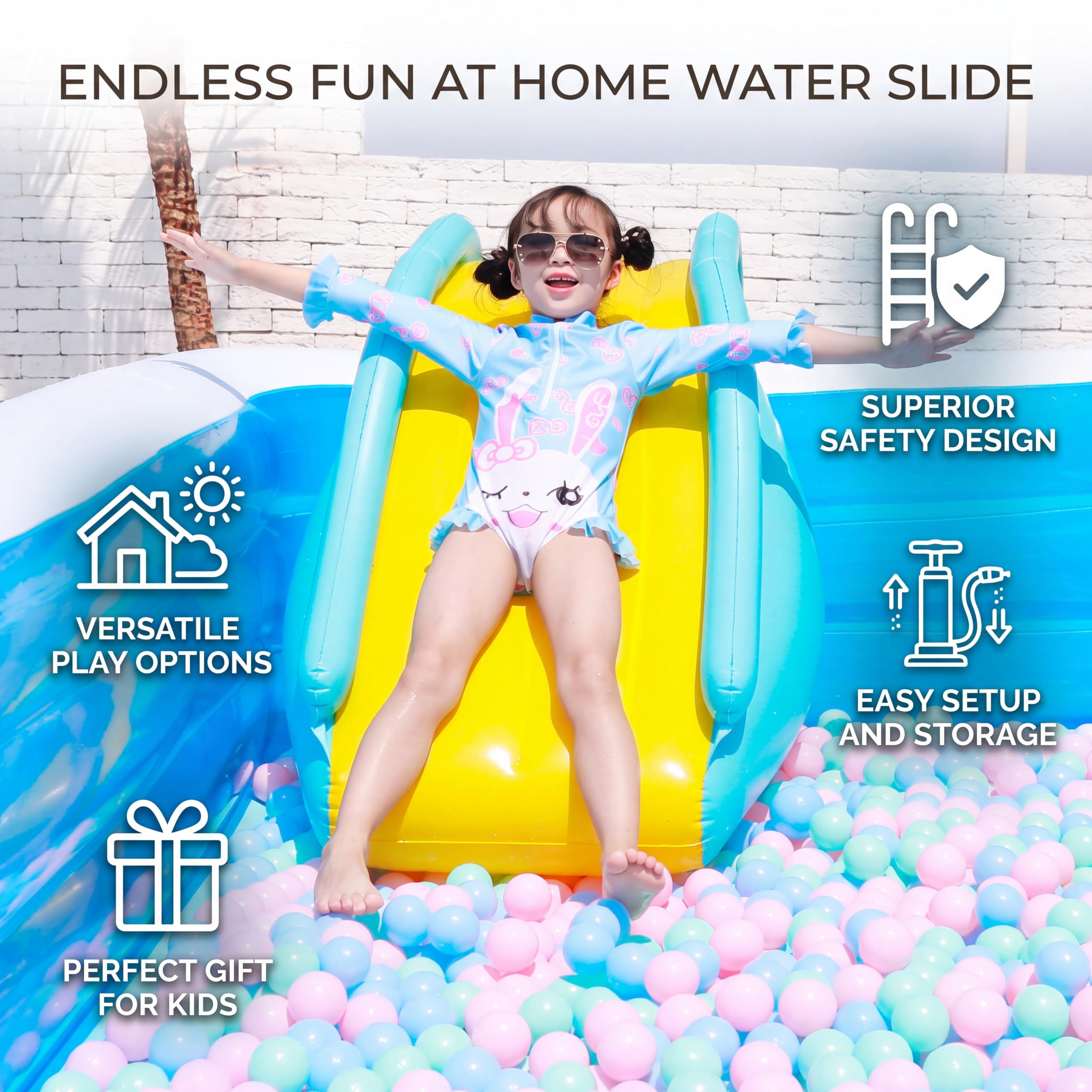Chrees Scivolo Acquatico Gonfiabile, con Ampi Gradini per Giocare in Piscina Coperta All'aperto (blu)