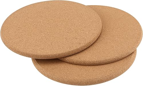 Miniatura 4 de KEILEOHO 10 salvamanteles de corcho de 7.5 pulgadas, posavasos de corcho, posavasos redondos de 3/8 pulgadas de grosor, tapones calientes de corchos