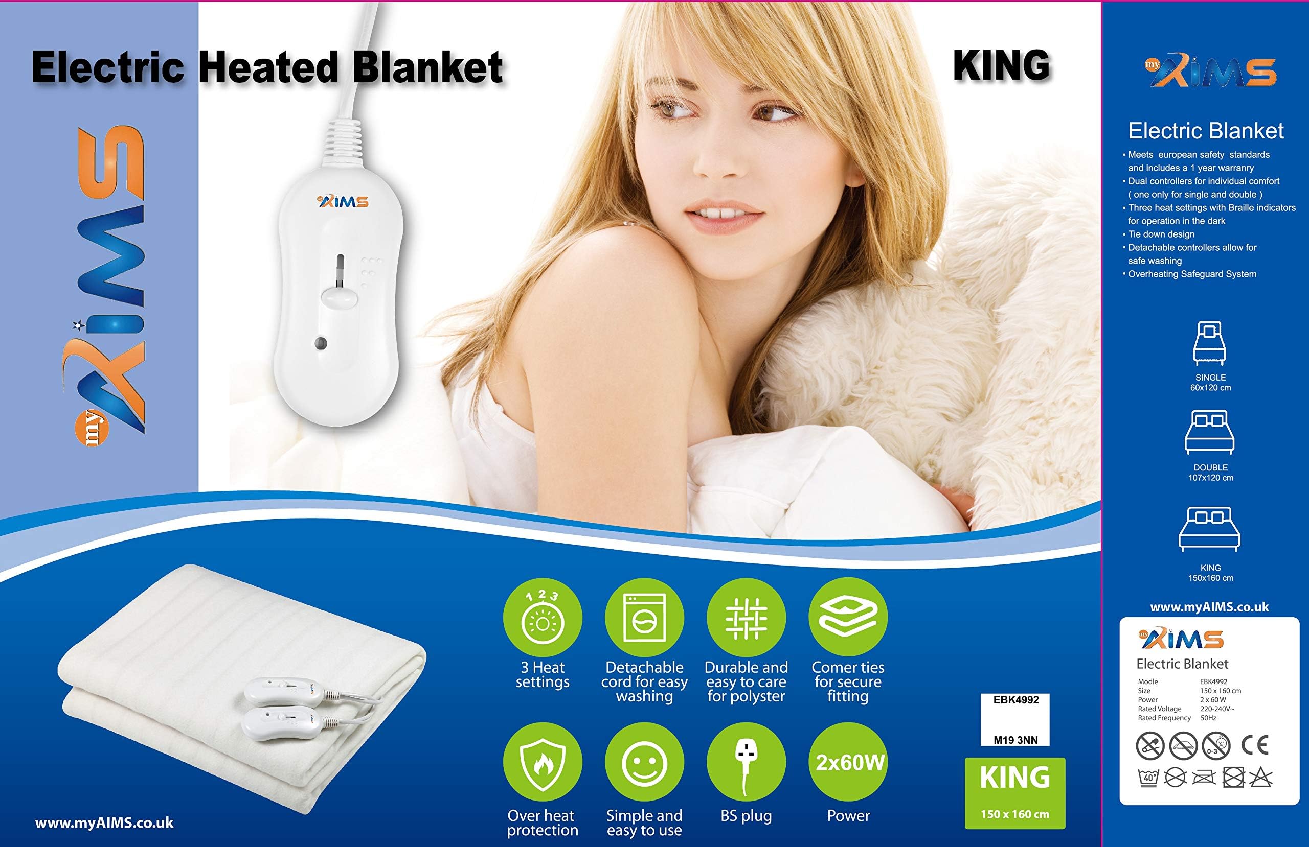 Cosi Home King Size Electric Blanket Premium Microfleece Soft Touch