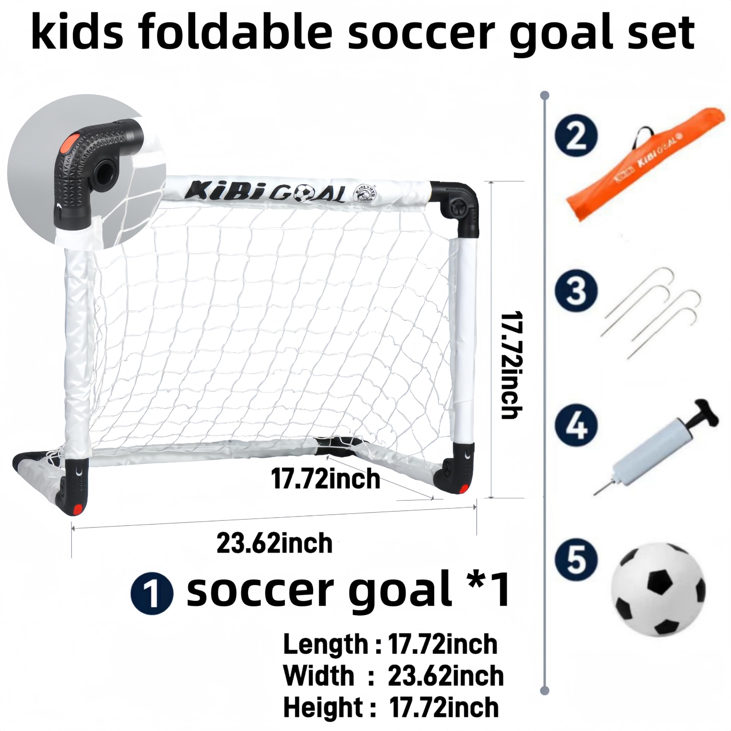 Porta da calcio, porta da calcio per bambini, porta da calcio pieghevole bianca, porte da calcio per bambini per il giardino/interno/esterno giocattolo da calcio