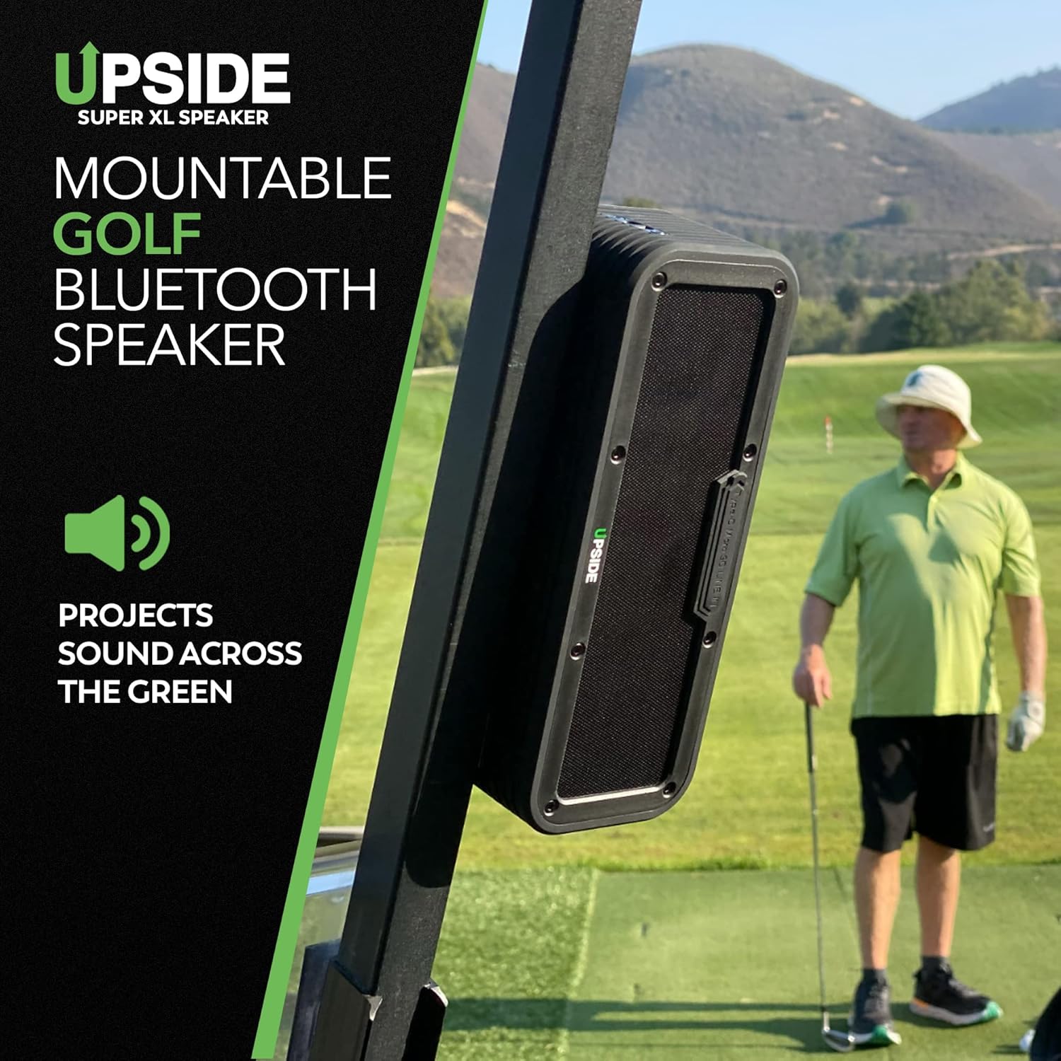 upside golf magnetic bluetooth speaker for golf cart super xl pro waterproof sound system mountable golf cart speaker awesome 120 foot wireless