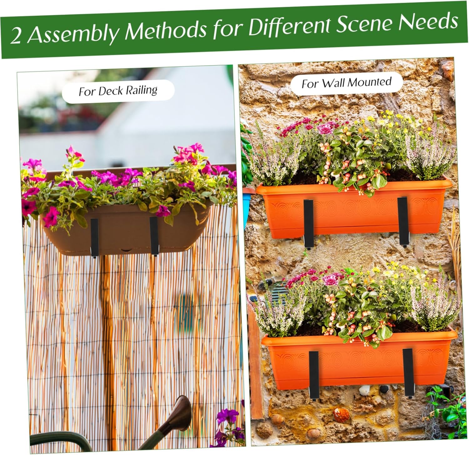 Totority 4pcs Adjustable Railing Planter Brackets Window Box Holders for Fence Balcony Secure Easy Installation Robust Construction for Flower Pots