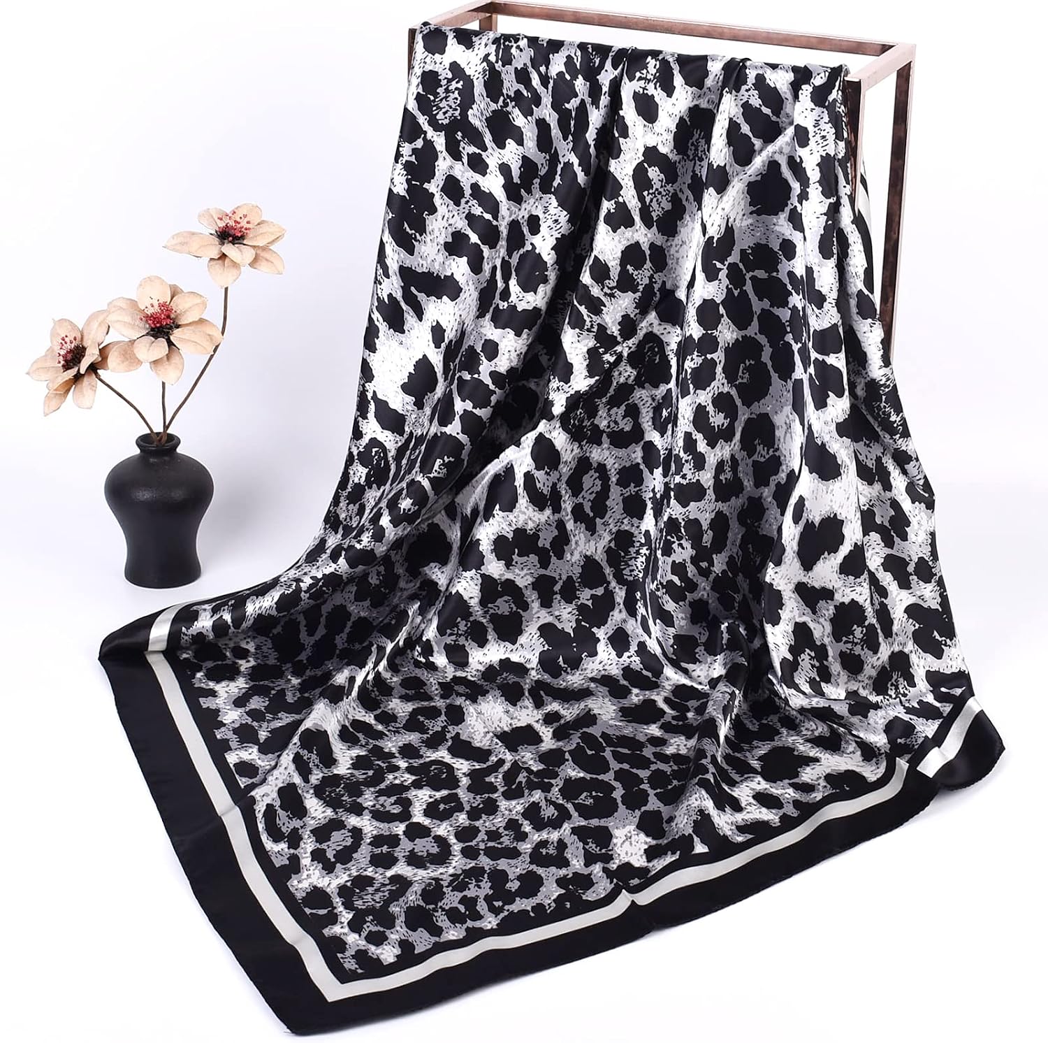 35 x 35 Women's Fashion Pattern Large Square Silk Like Hair Scarf Head Sleeping Wrap Satin Neck Bandana for Gift… image 4