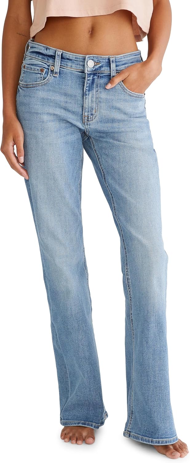 Aeropostale Womens Mid Rise Flare Jeans