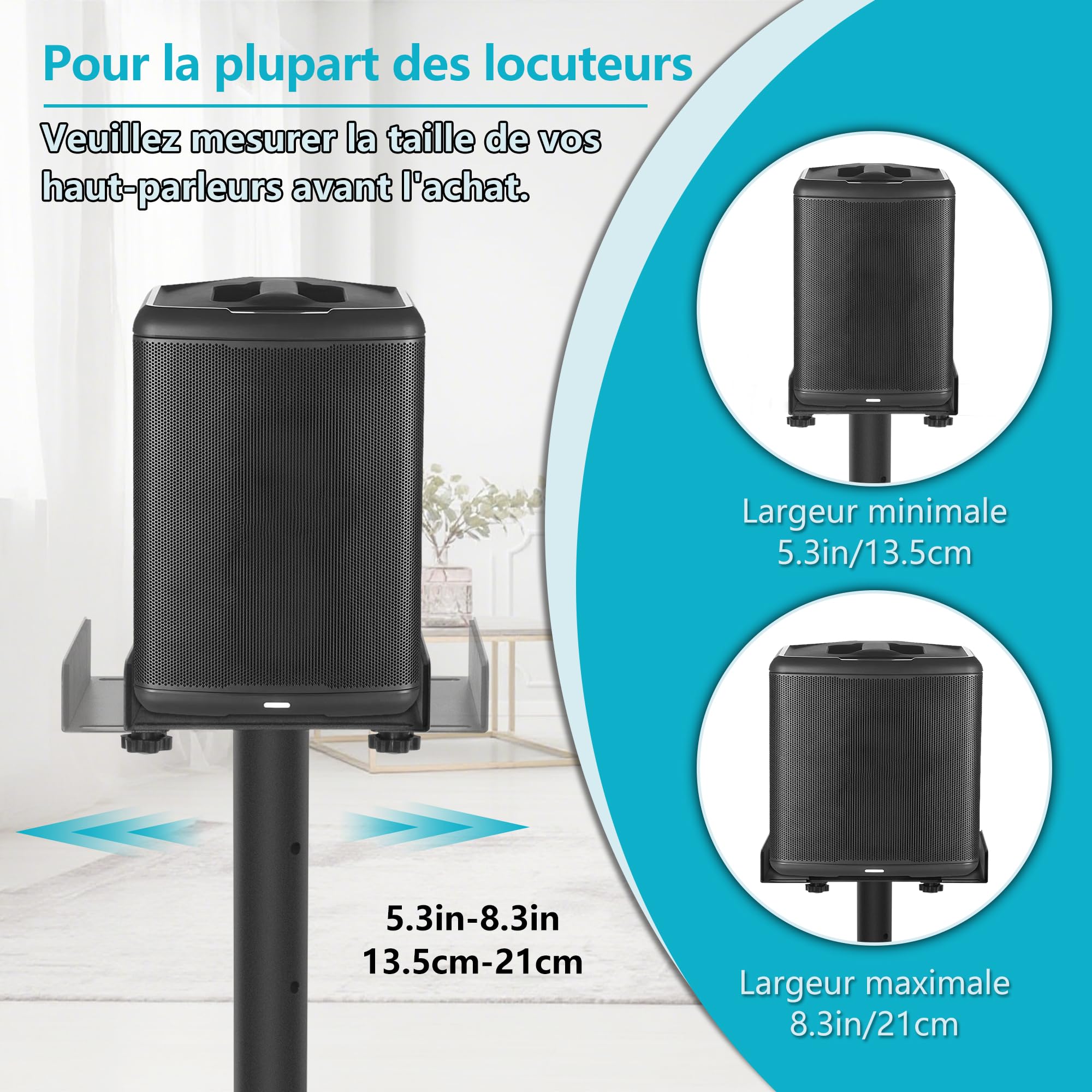 Lot de 2 Supports de Haut-Parleurs Réglable en Hauteur, Charge 5KG