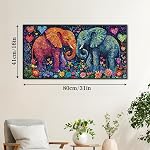 Jigsaw Puzzles 1000 Pieces for Adults, 《Elephant Harmony 》 Puzzle for Challenging Fun, Elephant Irregular Shaped Puzzles for Family, Artistic Puzzle Gifts for Christmas 31.5 X 16 Inch
