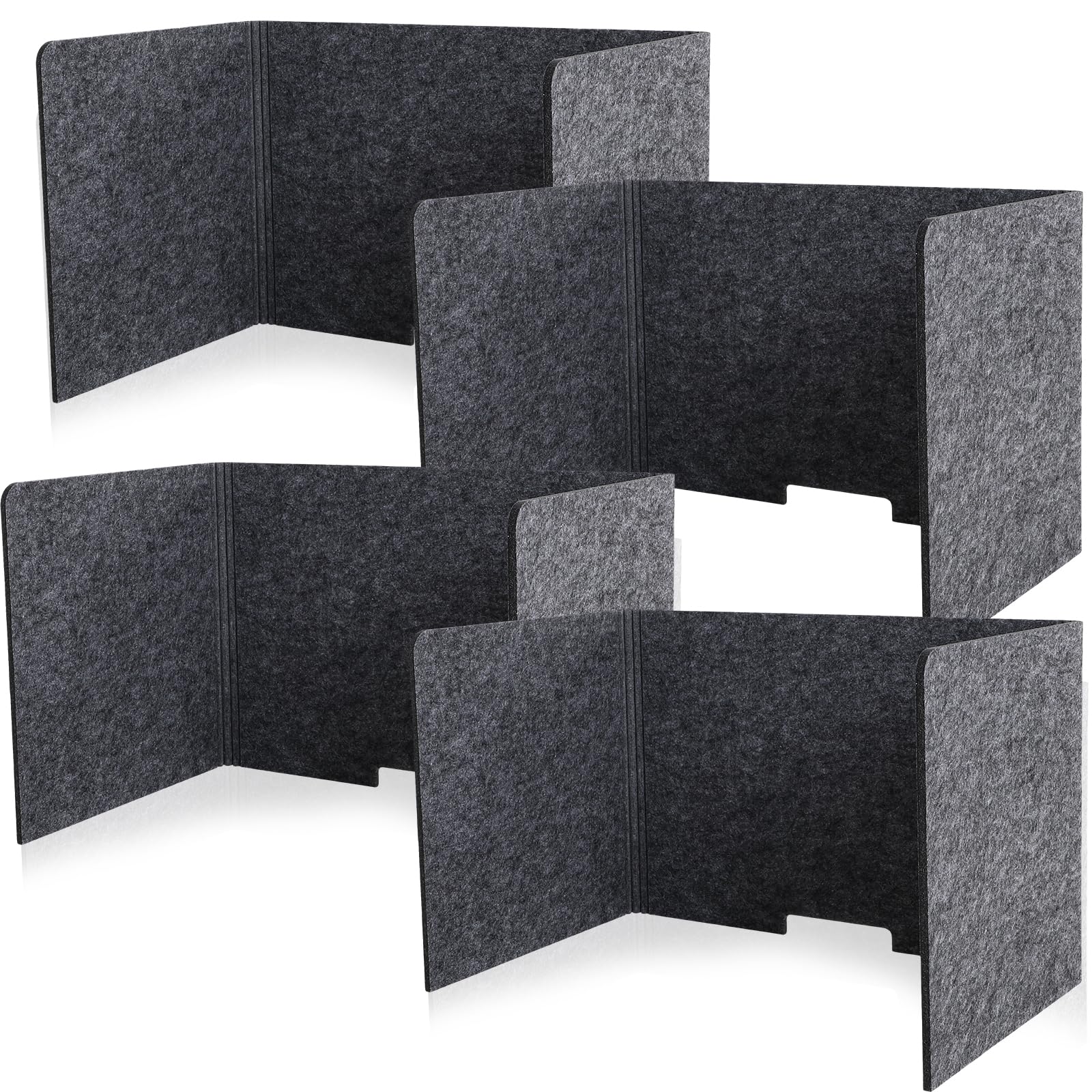 Kigley Acoustic Freestanding Desk Divider 24.8 x 15.75 x 15.75 Inch Noise Reducing Desk Privacy Panel Table Standing Testing Dividers Gray Desk Partition Office Furniture Partitions for Home (4 Pcs)