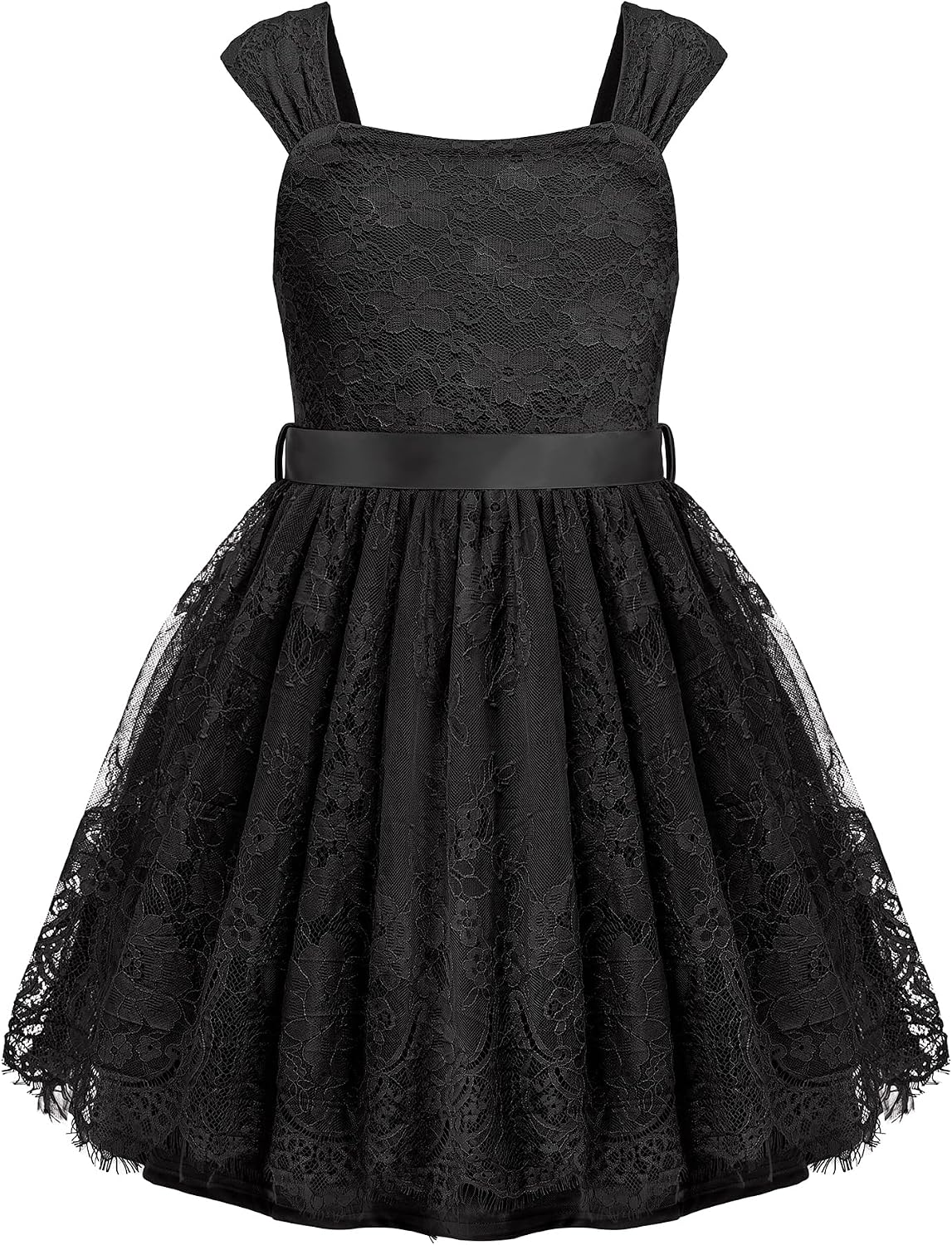 Arshiner Flower Girl Dress A-Line Formal Lace Party Dresses for Wedding Communion Princess Holiday Sundress with Belt