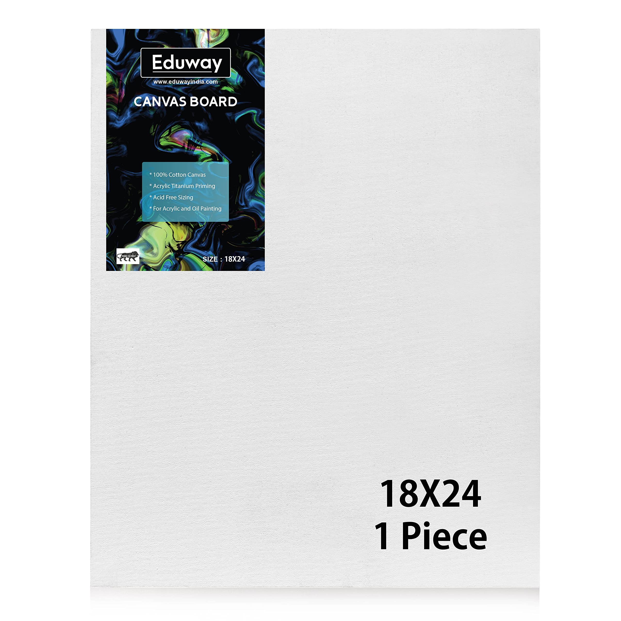 Eduway Medium Grain 18x24 inch Cotton Canvas Board- Pack of 1, (45x60 cms) with 4mm MDF Board Backing, for Painting-picture-13