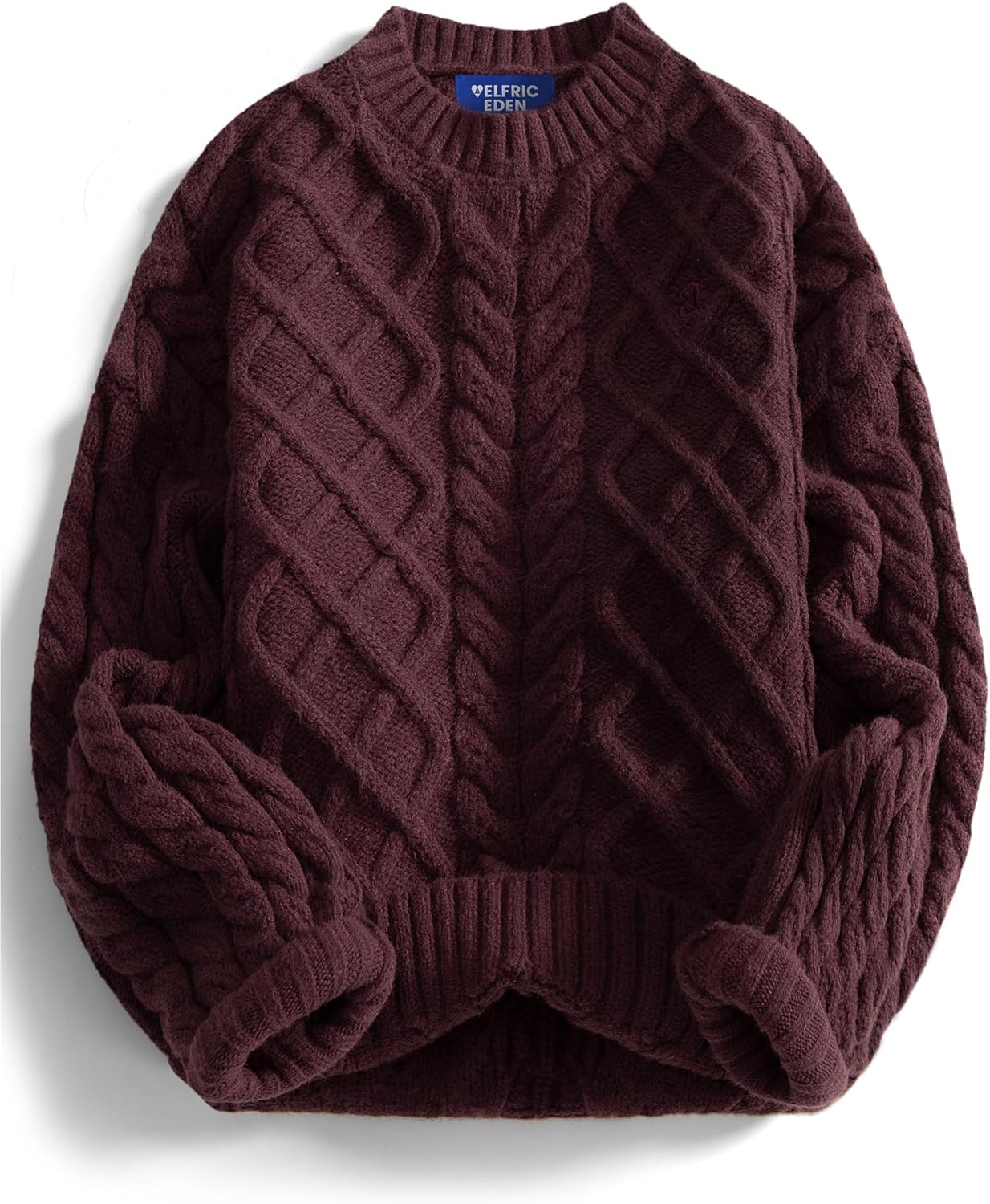 Aelfric Eden Womens Oversized Sweaters 2025 Cable Knit Chunky Sweater Lantern Sleeve Crewneck Pullover Loose Outfits