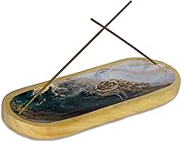 Vista 1 de Bless-International Quemador de Bandeja Tradicional Hecho a Mano de Madera, Soporte para Varillas de Incienso, Atrapacenizas para Aromaterapia