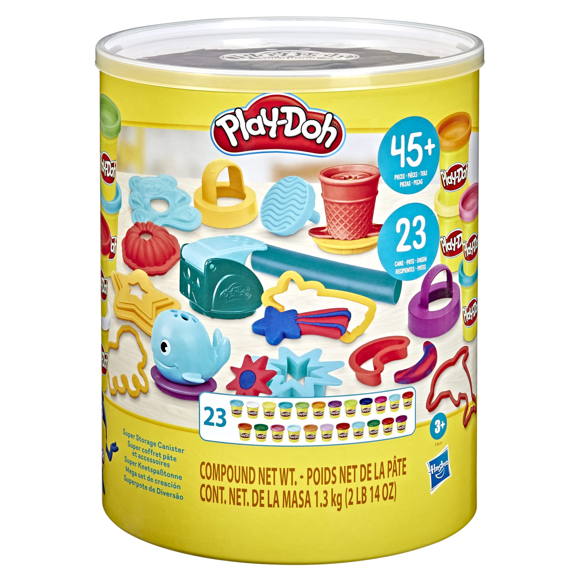 Play-Doh Super Caja de almacenamiento para niños de 3 años o más con 48 herramientas y 23 latas. Juguete de arte y artesanía para niños