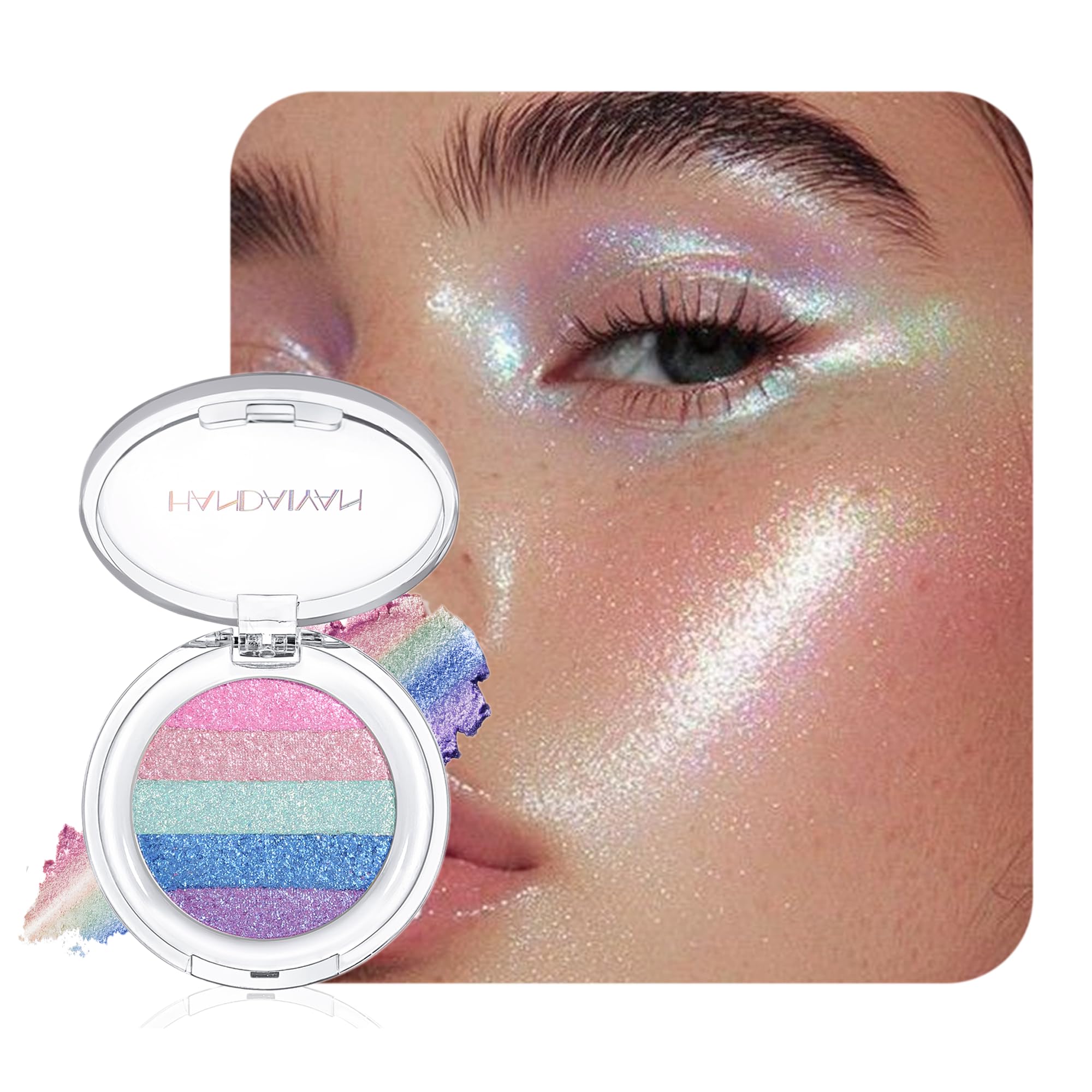 Multi-Use Chameleon Eyeshadow & Highlighter Palette – Iridescent Multichrome Shimmer with Color-Shifting Glow, Long-Lasting Waterproof Glitter Makeup for Eyes, Face & Festival (Dreamy Galaxy)