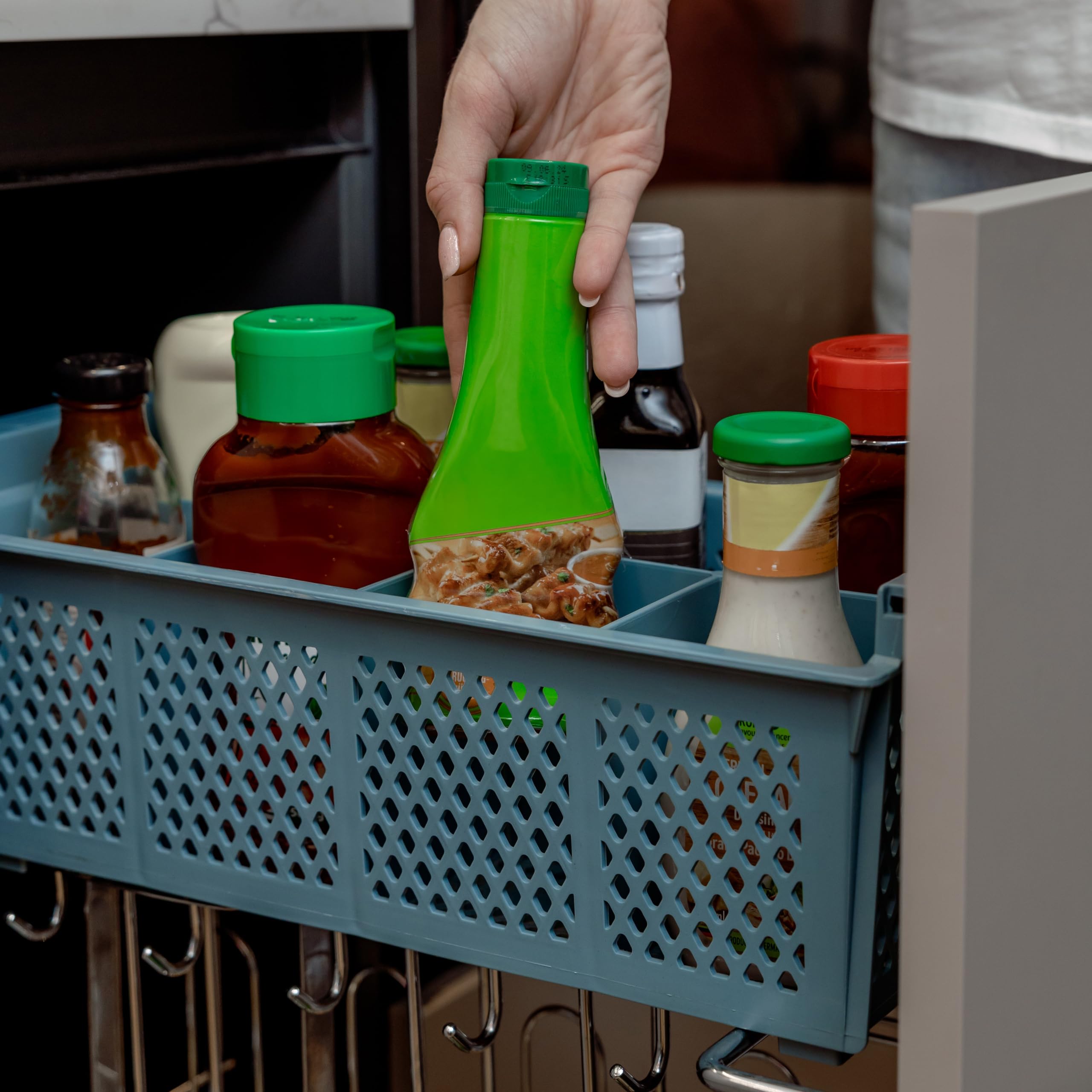 Organizador de cubiertos – Cesta de cubiertos de plástico con 8 ranuras – Estante de cocina grande de 16 pulgadas de largo para cuchillos, tenedores, cucharas y otros elementos esenciales
