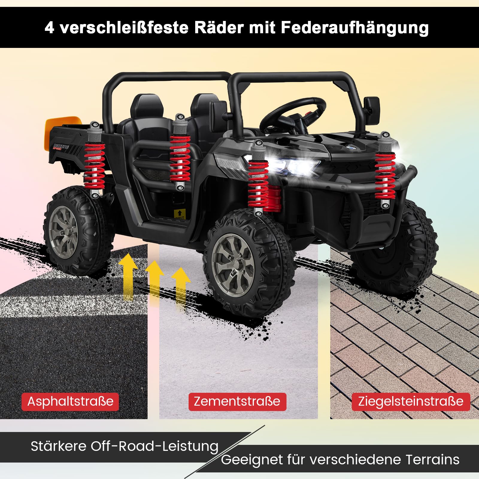 COSTWAY Kinder Elektroauto 2 Sitzer, 12V Kinderauto mit elektrischer Kippmulde, Schaufel & 2,4GHz Fernbedienung, Elektrofahrzeuge mit Musik, Hupen und Scheinwerfer, für Kinder ab 3 Jahren (Schwarz)
