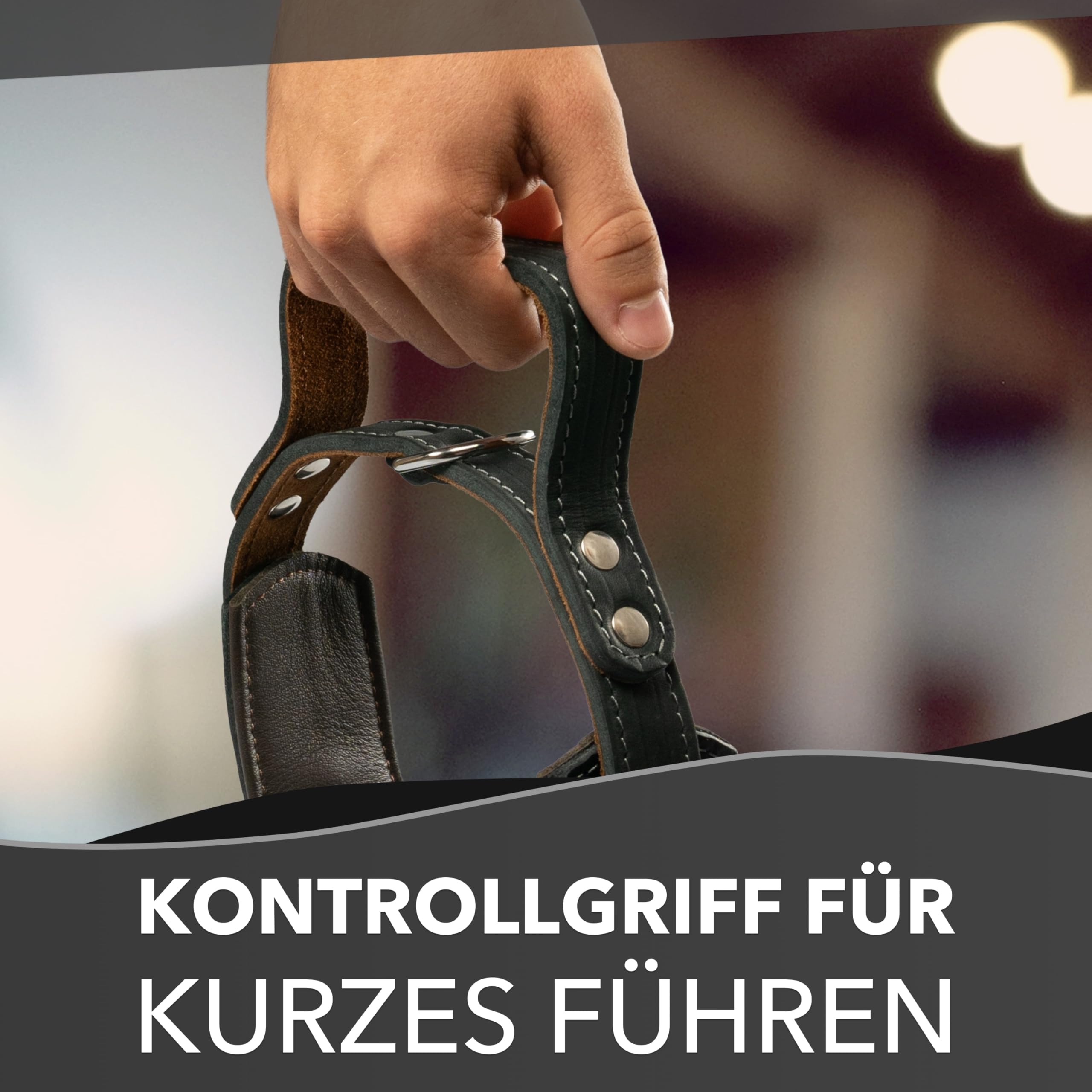 Hundehalsband mit Griff, Dickes qualitativ hochwertiges Leder 55cm x 60mm Erziehungshalsband Robustes taktisches Halsband bis zu 12cm verstellbar weich gepolstert