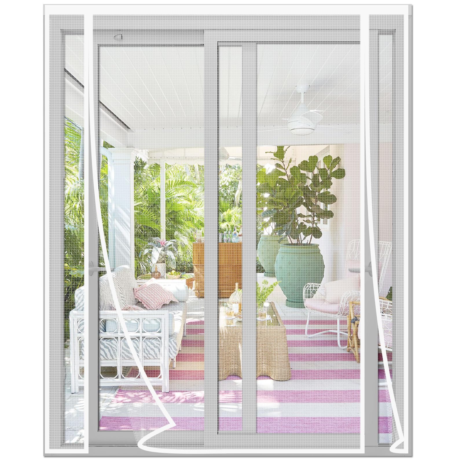 Moustiquaire Porte Fenetre Aimantée 185x280cm Blanc