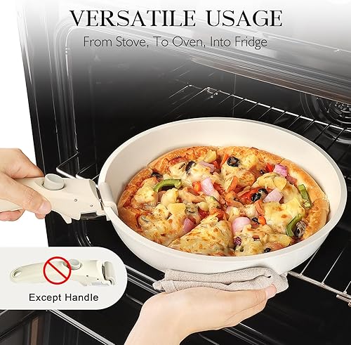 Miniatura 4 de GiPP Juego de 5 ollas y sartenes antiadherentes, juegos de utensilios de cocina antiadherentes, mango desmontable, juego de cocina de inducción,