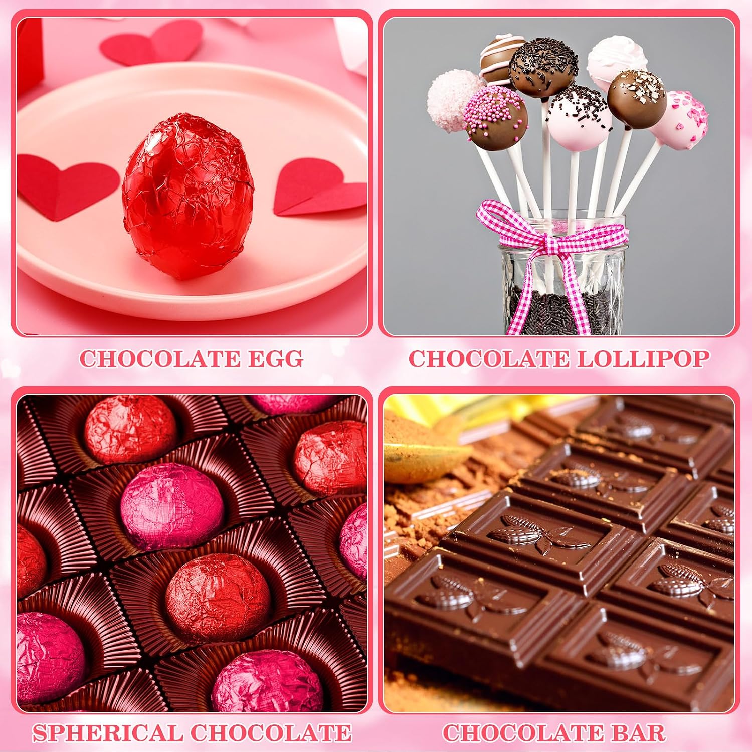 Gersoniel 400 Sheets Foil Chocolate Candy Wrappers Aluminum Tin Foil Wrapping Paper for Packaging Wrappers DIY Baking Homemade Wedding Party Favors(6 x 6 Inch,Solid,Red, Pink)