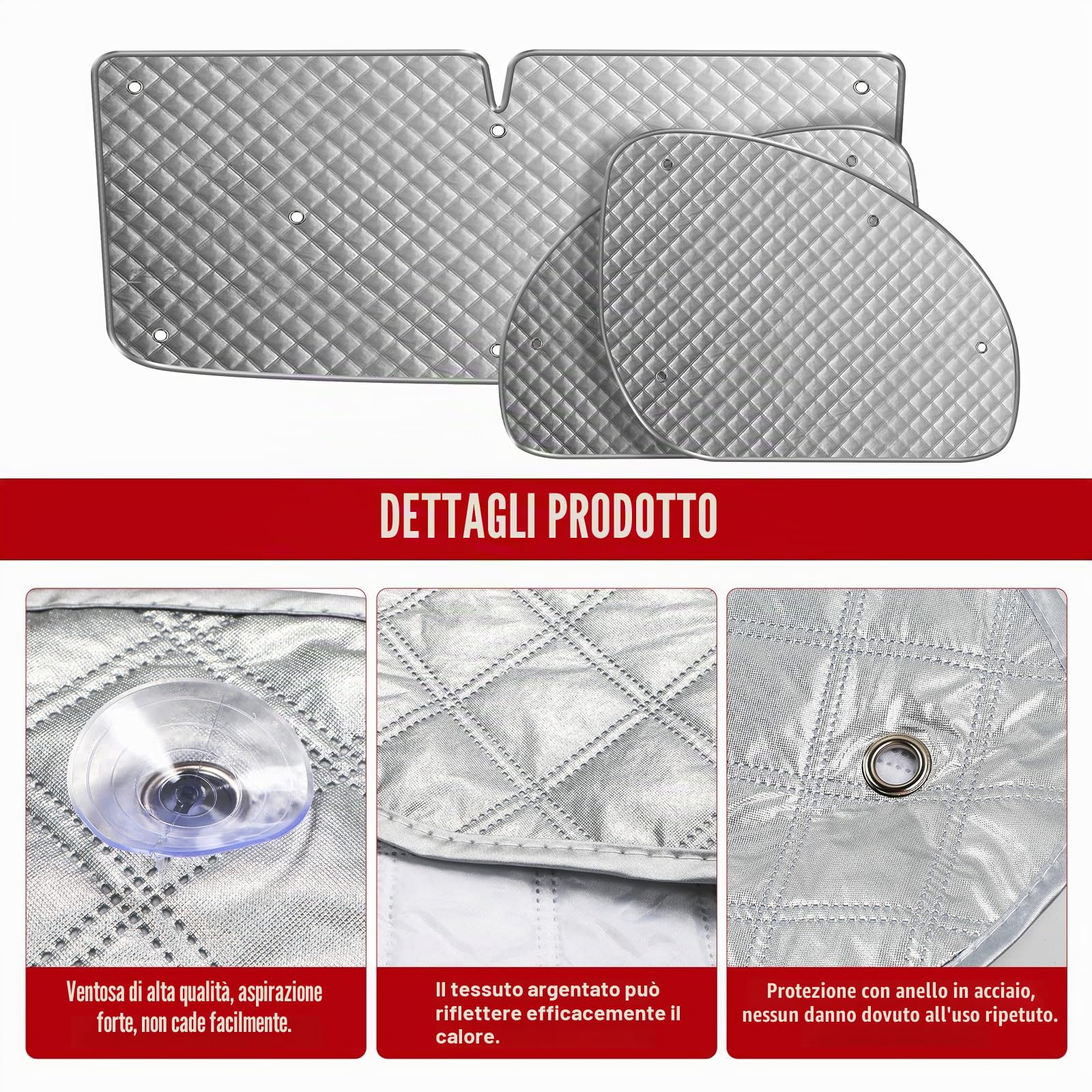 Set di Tende Termiche Interne per Fiat Ducato 06-24, 3 Pezzi, Copertura Parasole, Copertura per Parabrezza, Tenda Termica Estiva con Protezione UV e Tenda Isolante Invernale, Protezione per