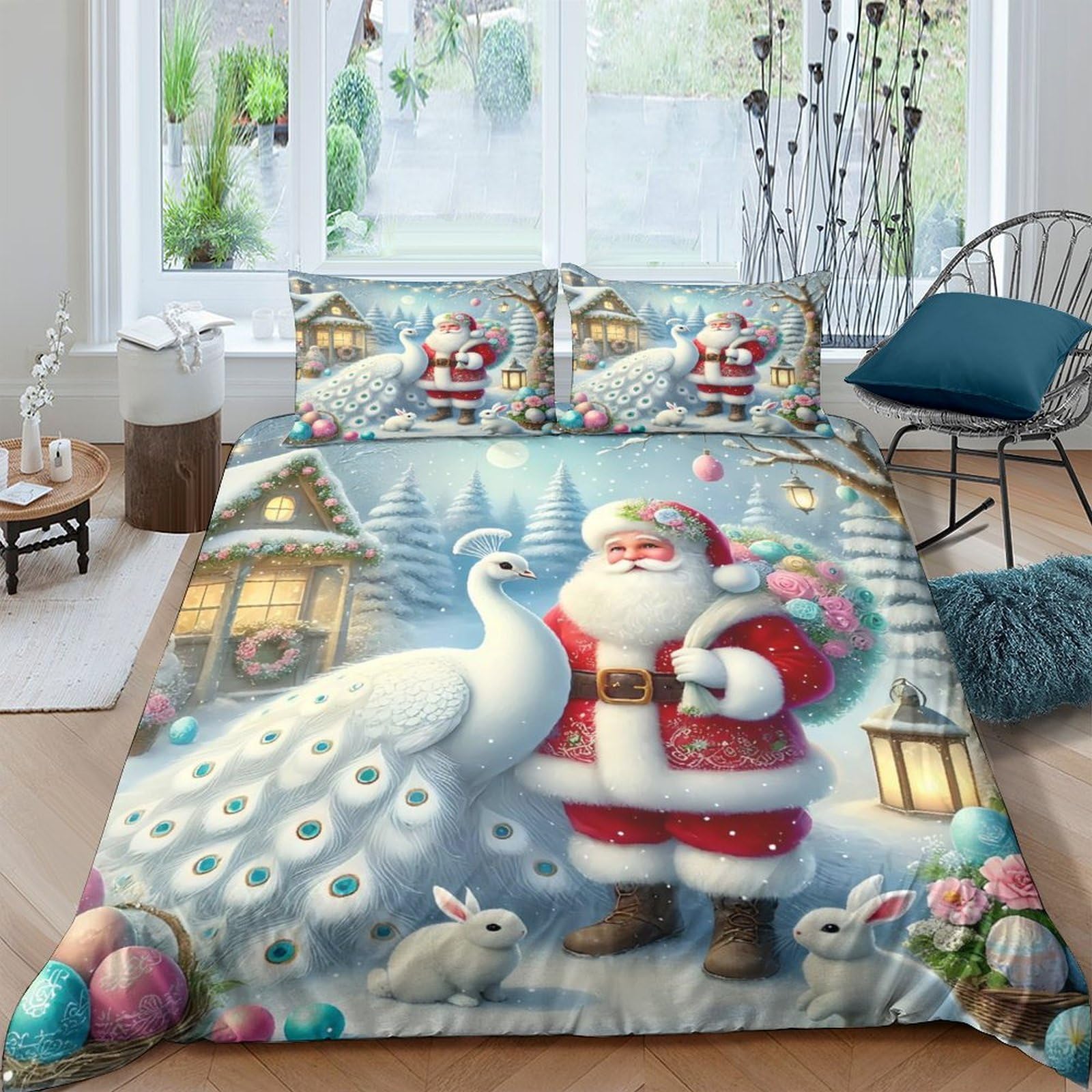 Housse de couette Père Noël microfibre premium king 220x240cm