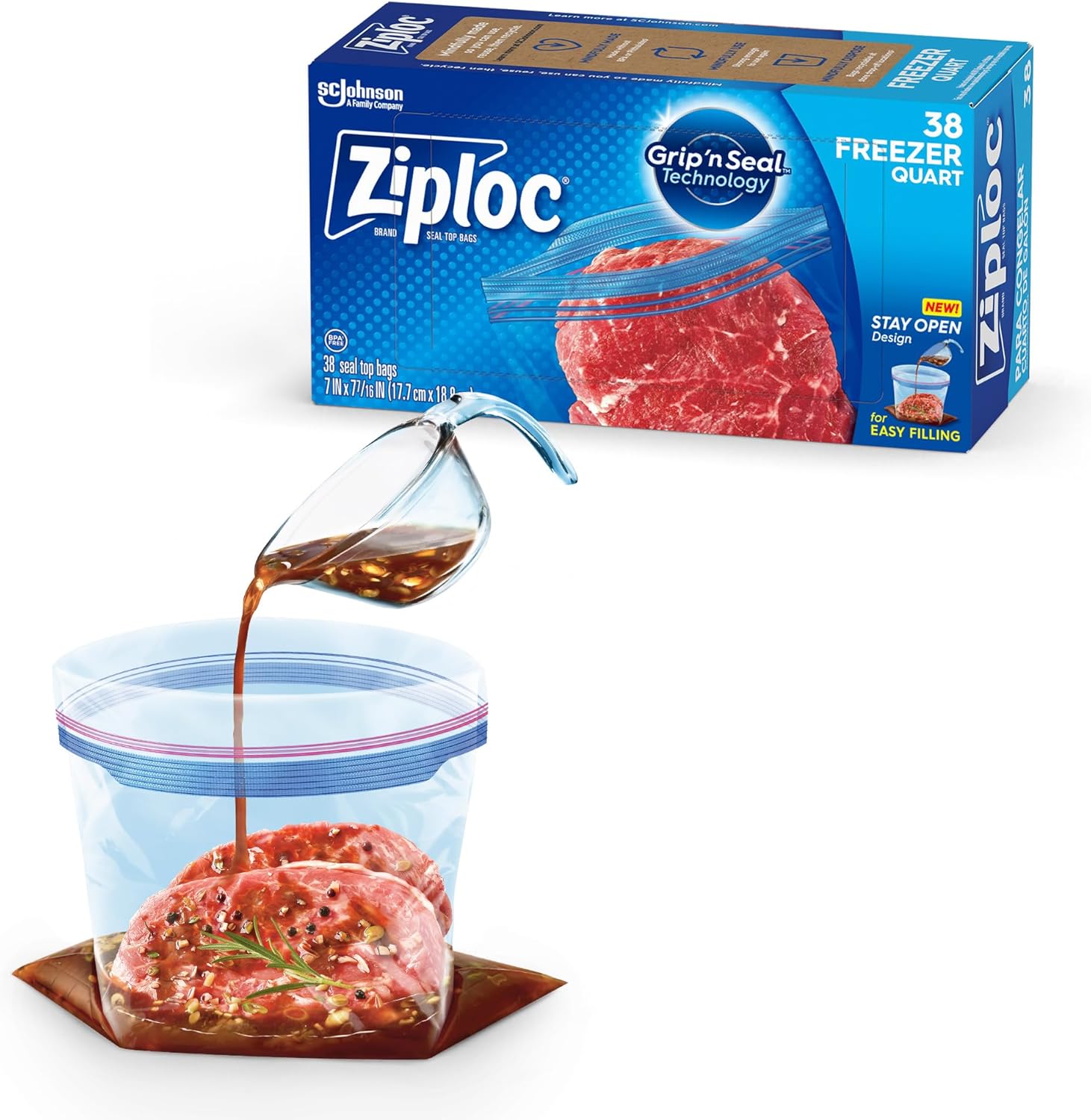Ziploc Freezer Bags With New Grip 'n Seal Technology, Easy Open Tabs Gallon 60 Count B074g36ss9 - View #7