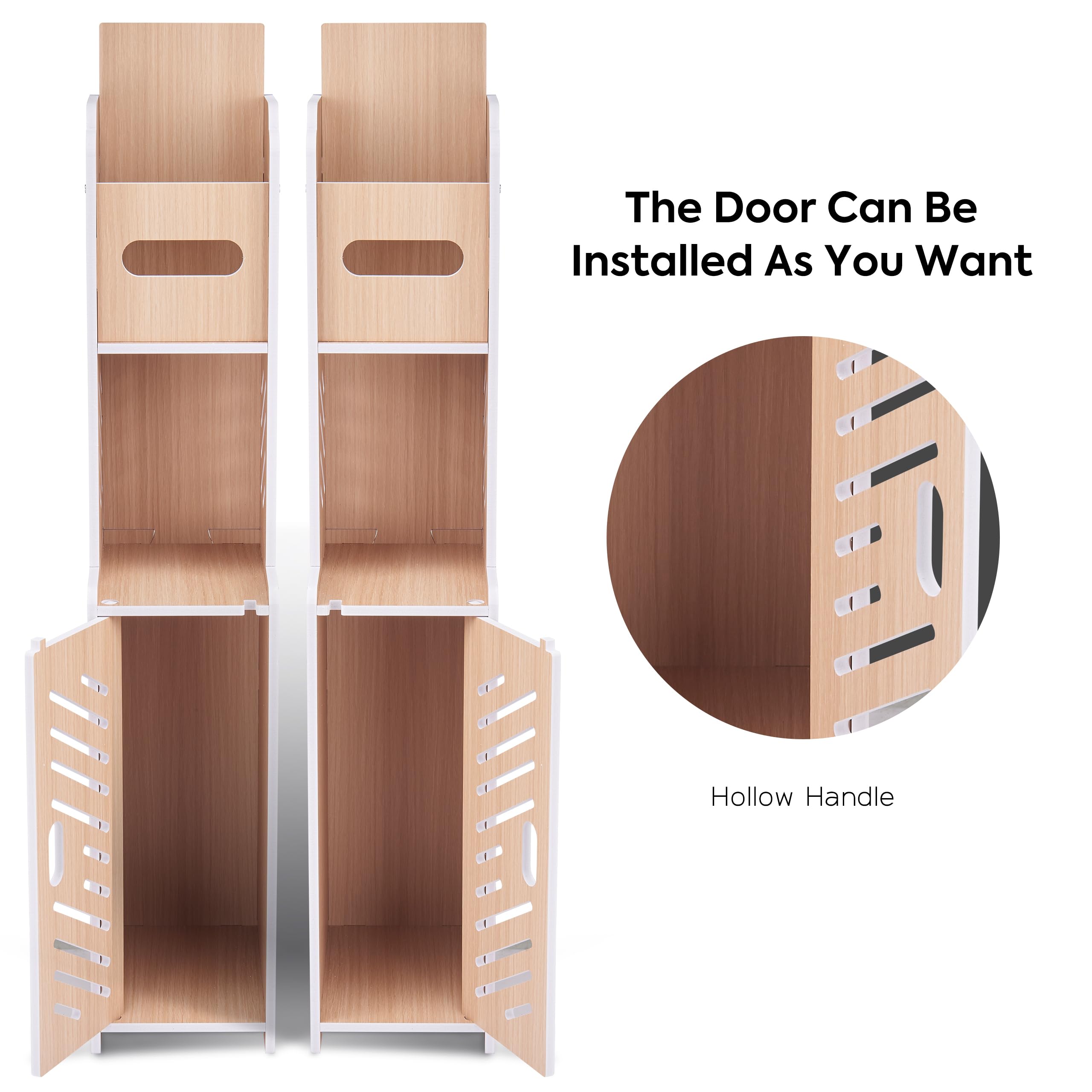 Doxo Waterproof Toilet Paper Holder Behind Toilet Storage Cabinet for Restroom, Slim Toilet Paper Storage with Lid (0ak)