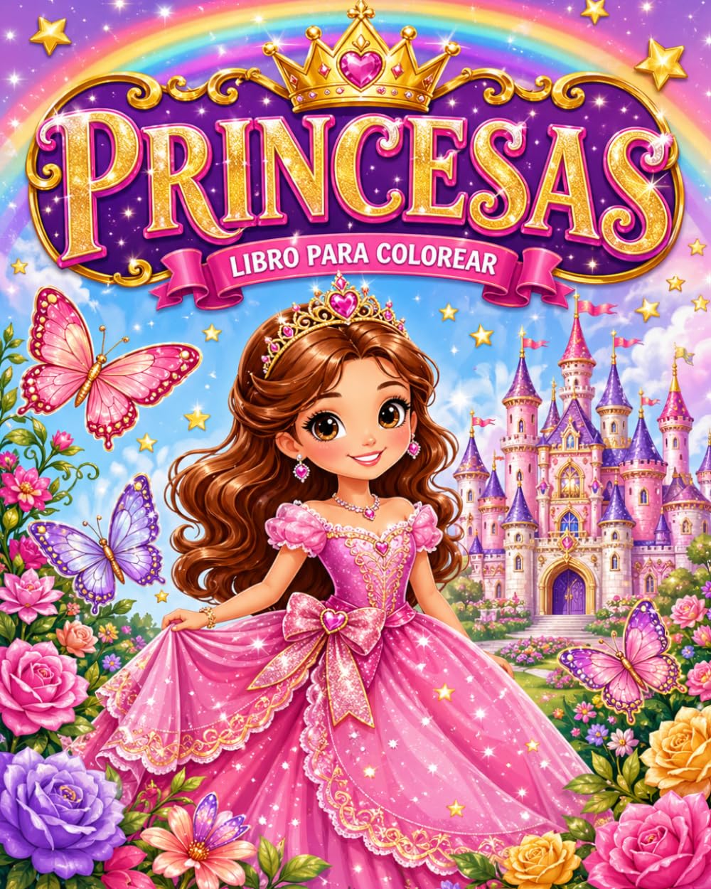 Princesas Livro de Colorir: 35 desenhos fáceis e encantadores para pintar, relaxar e aprender brincando