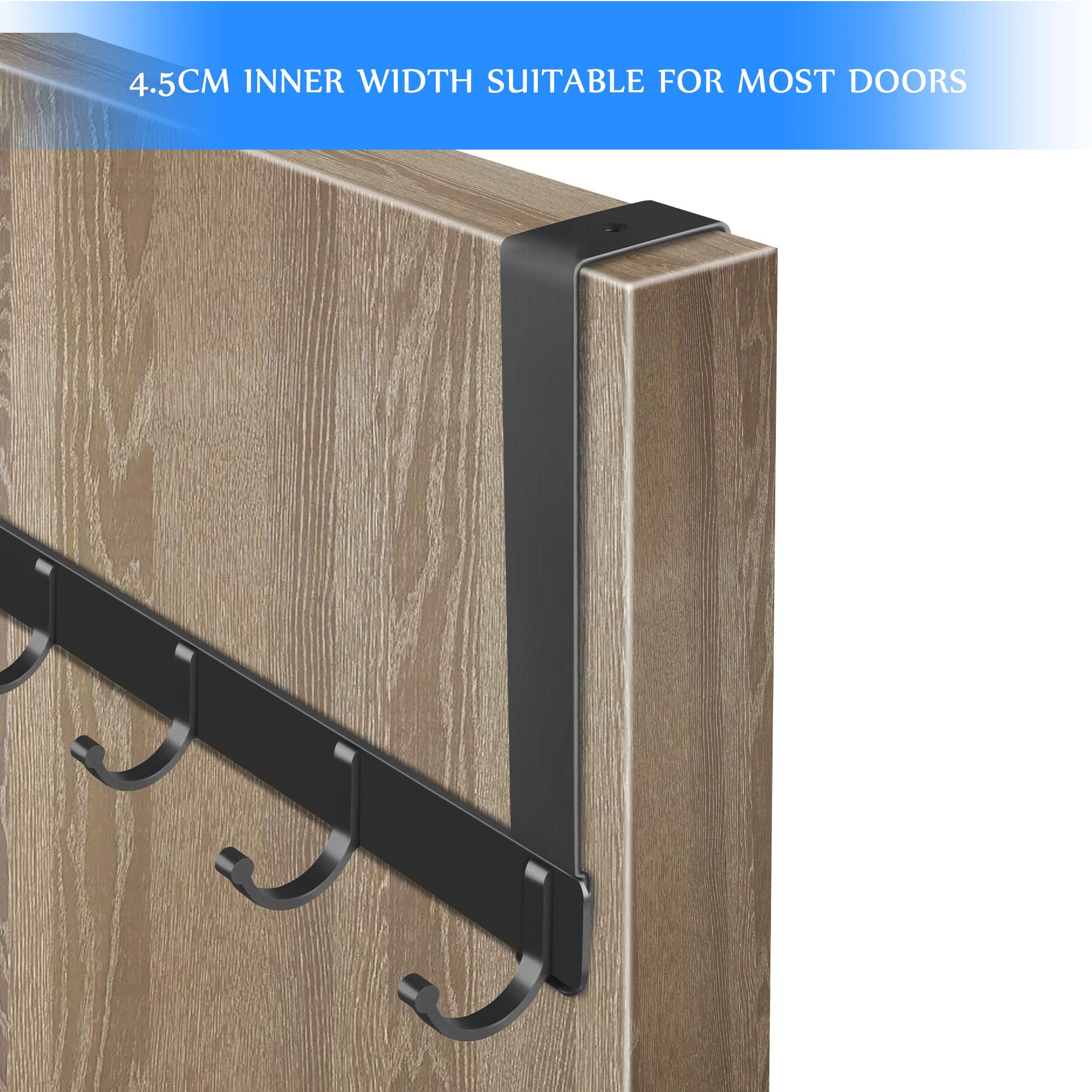 FORNOR Türhaken Schwarz - Wandgarderobe 22x10cm Für Kleidung & Accessoires